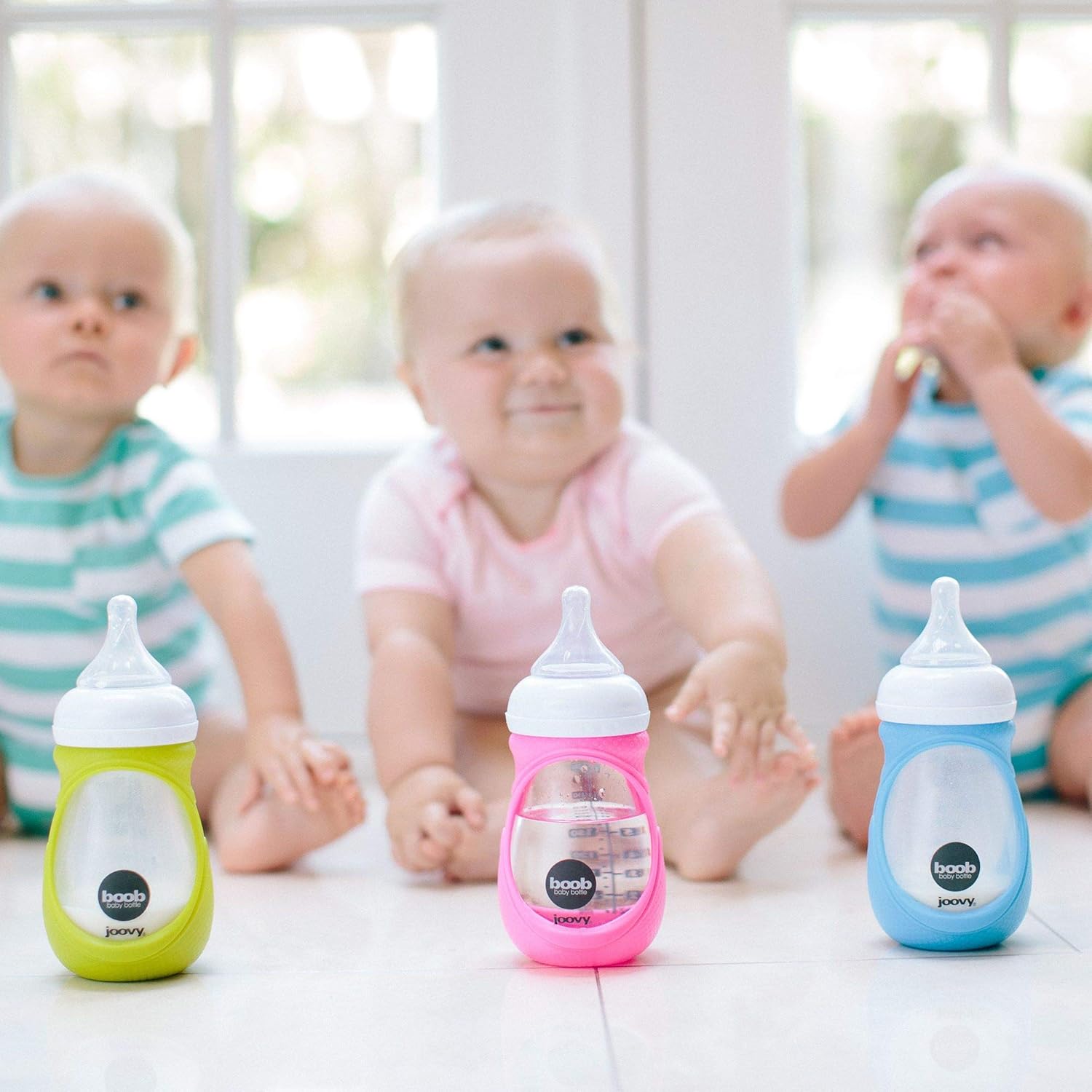 Joovy Boob Naturally Nood – Tetinas de biberón con silicona ultra fuerte con protuberancias para imitar a mamá y disponibles en 5 flujos –