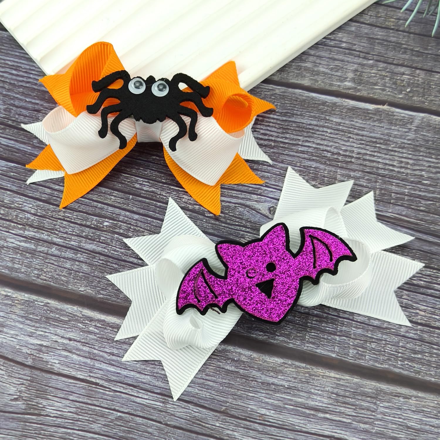 Horquillas de Halloween con purpurina para el pelo de murciélago púrpura murciélago araña 3D accesorios para el cabello de Halloween para niñas y