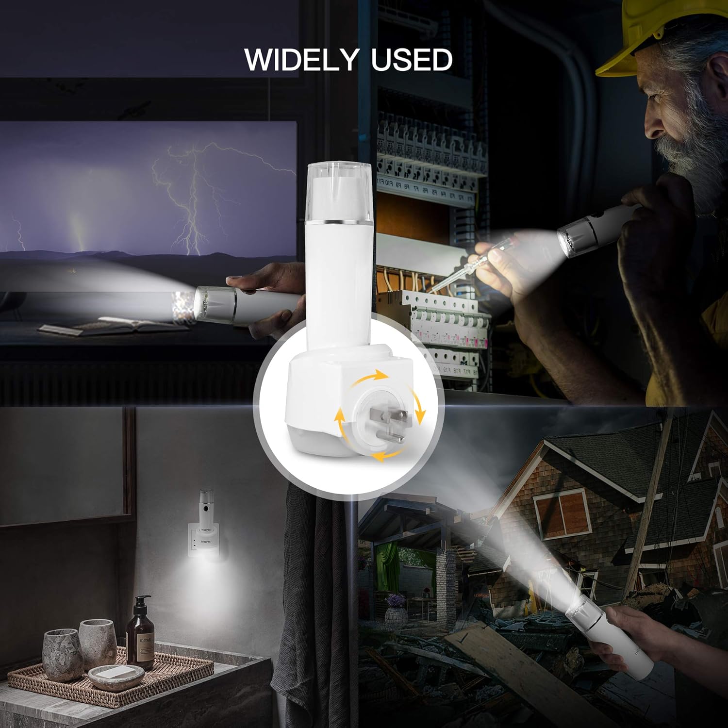 Linterna de emergencia, luz LED multifunción de falla de energía, luz de mano, linterna recargable, luz nocturna enchufable, linternas de falla de