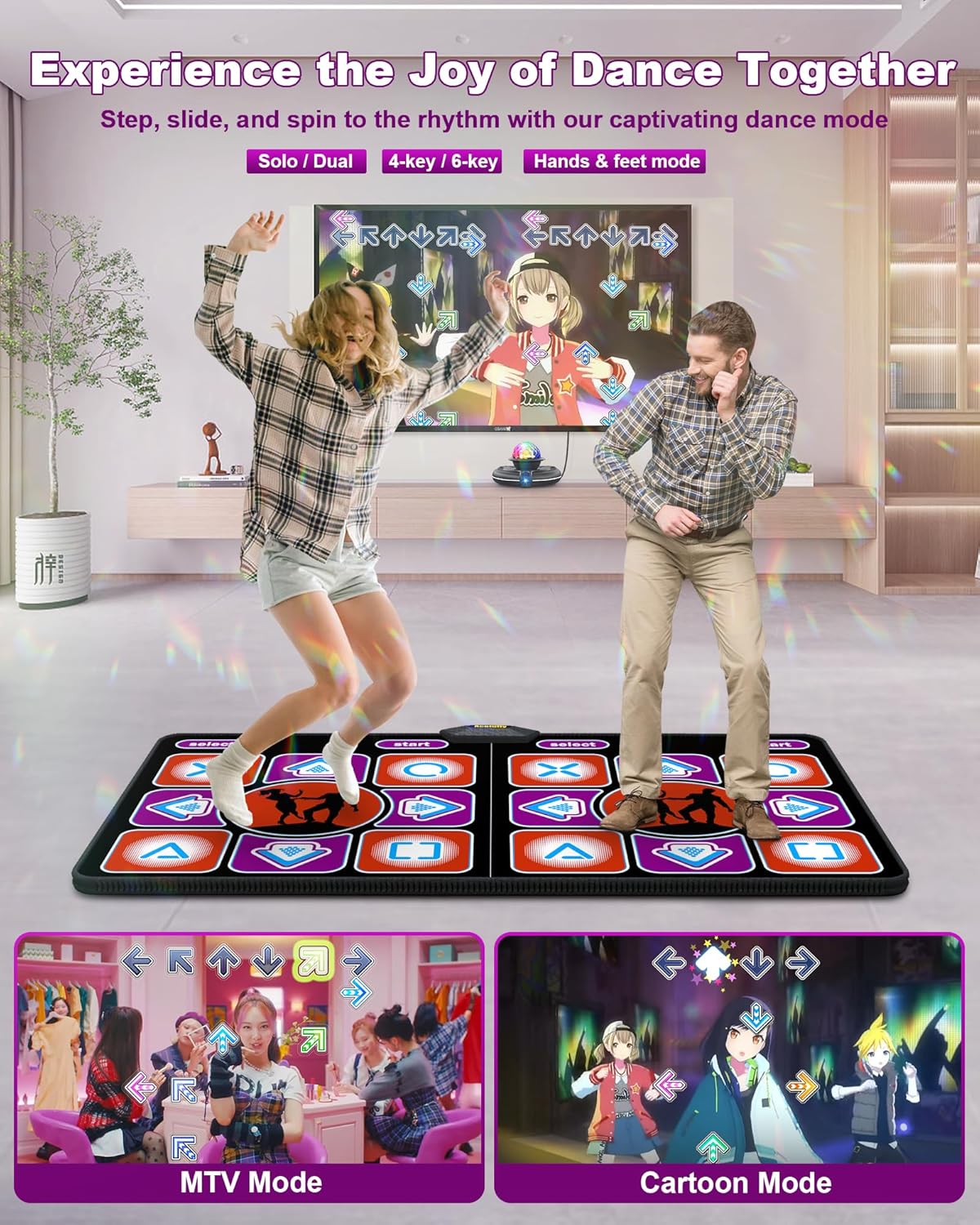 Tapete de baile doble, tapete de baile inalámbrico para TV con cámara, almohadilla de baile antideslizante con controlador inalámbrico, tapete de