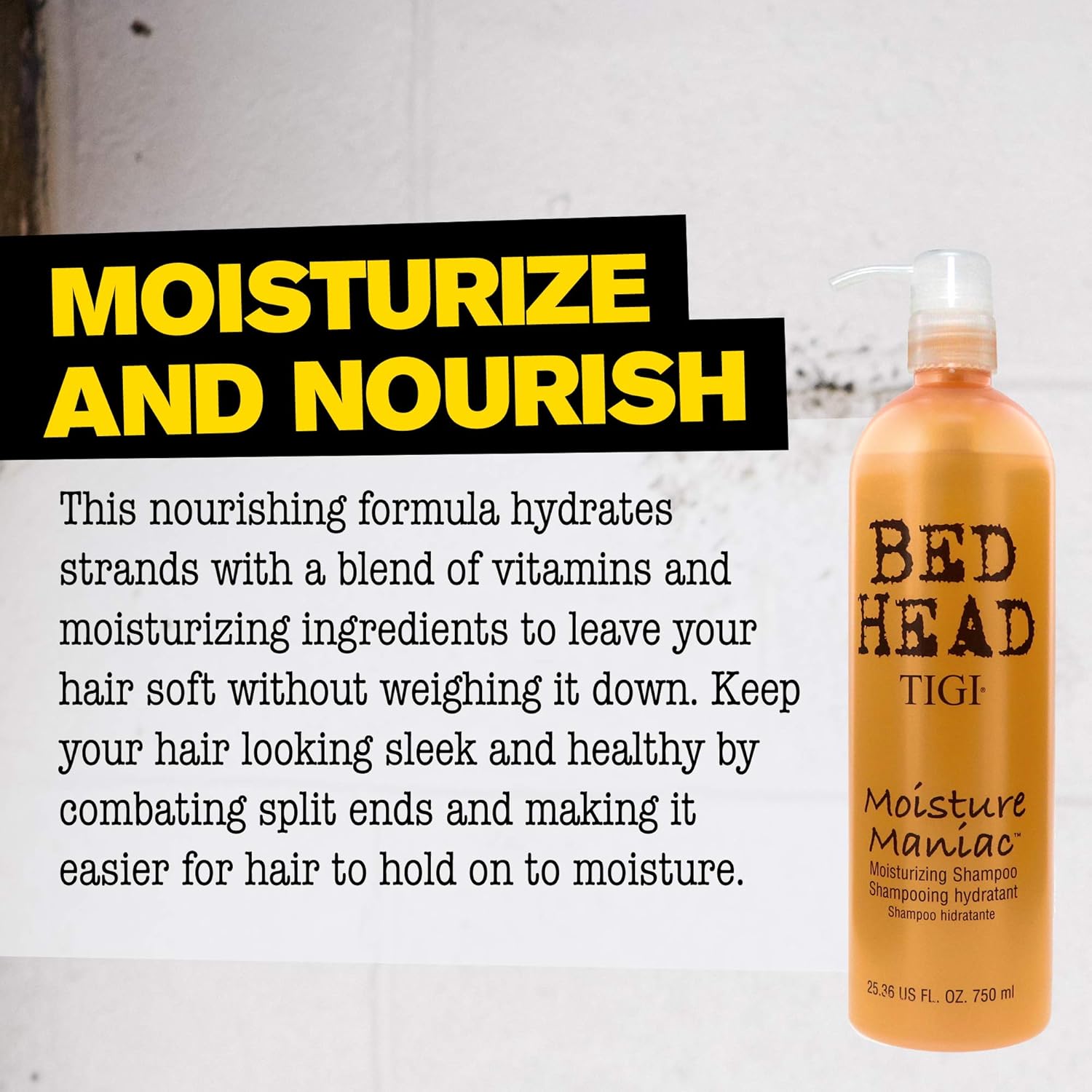 TIGI Bed Head Moisture Maniac Shampoo – Para una humedad ligera, replensa el brillo y la suavidad, hidrata el cabello, para todo tipo de cabello,