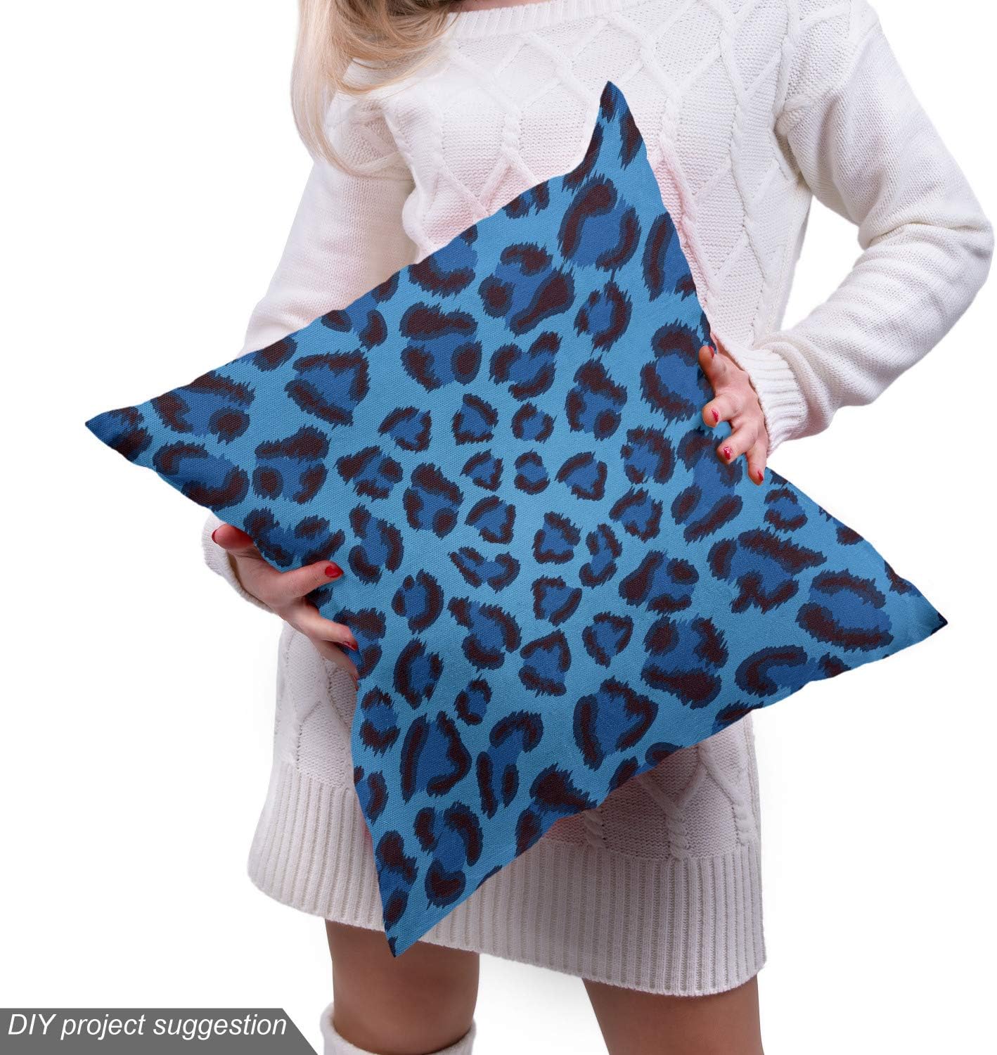 Lunarable The Yard, tela con estampado de animales de piel de leopardo, arte contemporáneo creativo, tela decorativa para tapicería y detalles del