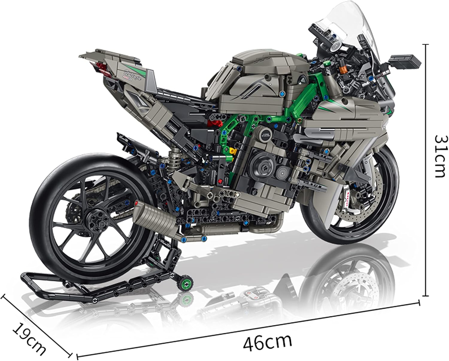 Lemess – Kit de construcción de motocicleta para Kawasaki H2R, modelo de exhibición de motocicleta 15 Technics, 1968 piezas, juguete de construcción