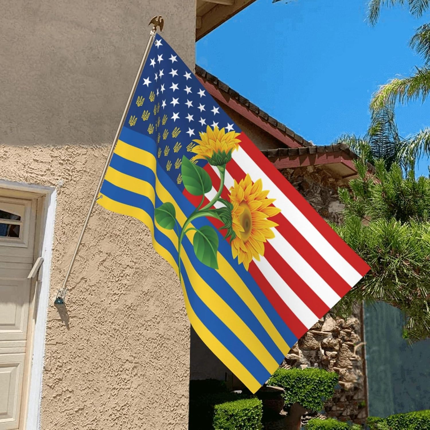 Bandera estadounidense de Ucrania de 3 x 5 pies, para interiores y exteriores, casa de campo, dormitorio, brisa, brisa, brisa, bandera de Ucrania,