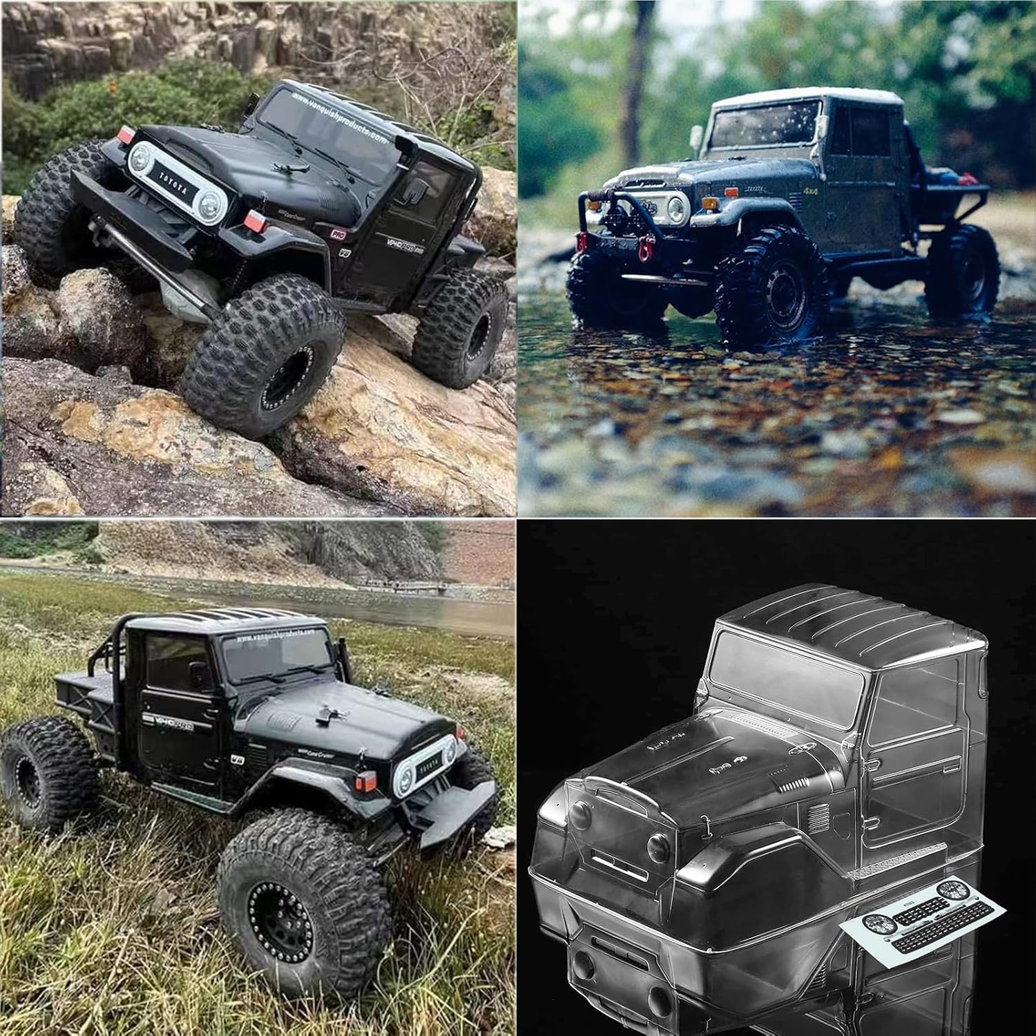110 RC Crawler Car Cuerpo transparente, 1965 Toyota FJ40 Truck Cab PC Cuerpo transparente apto para 110 RC Crawler Axial SCX10 TRX4 YIKONG 4102 RGT