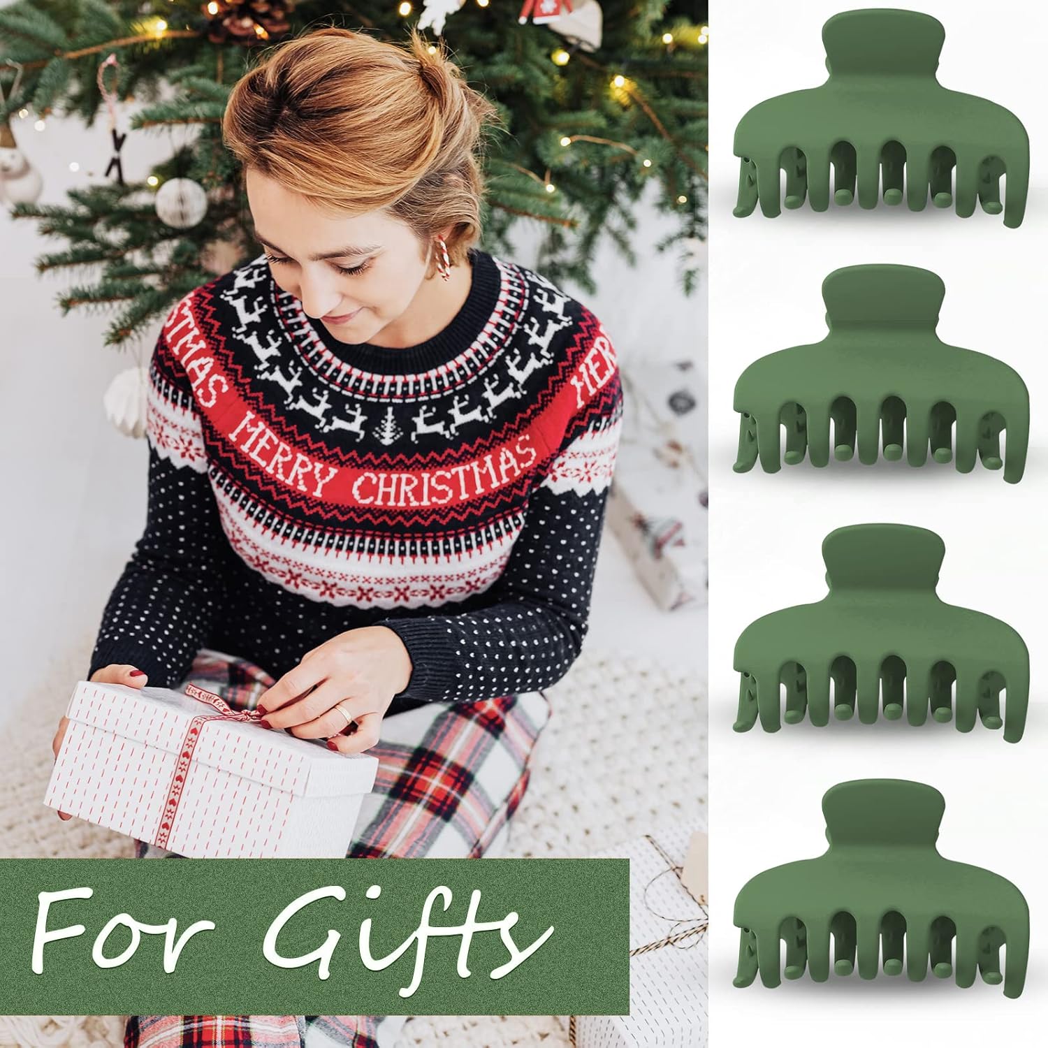 Vsiopy Pinzas de pelo medianas y grandes para mujer, clip de garra grande para cabello rizado grueso, paquete de 4 pinzas de agarre fuerte, pinzas