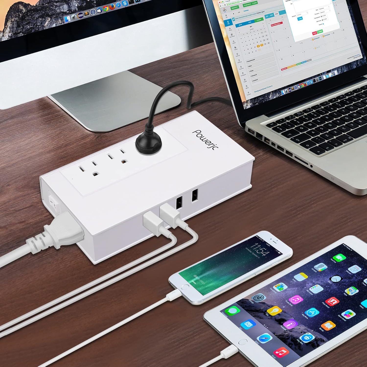 Powerjc – Convertidor de voltaje de viaje, adaptador de corriente reductor de 220 V a 110 V, potencia nominal 1500 con 4 puertos de carga USB