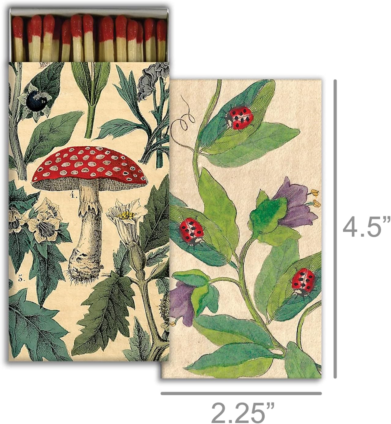 Caja de cerillas decorativa de puntos en el jardín (1) con cerillas de madera, ideal para iluminar velas, chimeneas, parrillas y más  Una caja