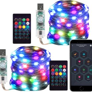 WS2812B – Guirnalda de luces inteligentes de 33 pies, USB, Bluetooth, con temporizador y control remoto, sincronización de música, modos divertidos, WS2812B – Guirnalda de luces inteligentes de 33 pies, USB, Bluetooth, con temporizador y control remoto, sincronización de música, modos divertidos,