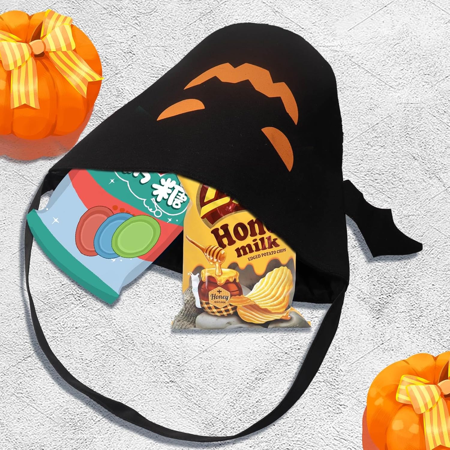 Cubo de Halloween para truco o trato para niños, cesta espeluznante de murciélagos y caramelos, multiusos, portátil, reutilizable, cubo de golosinas