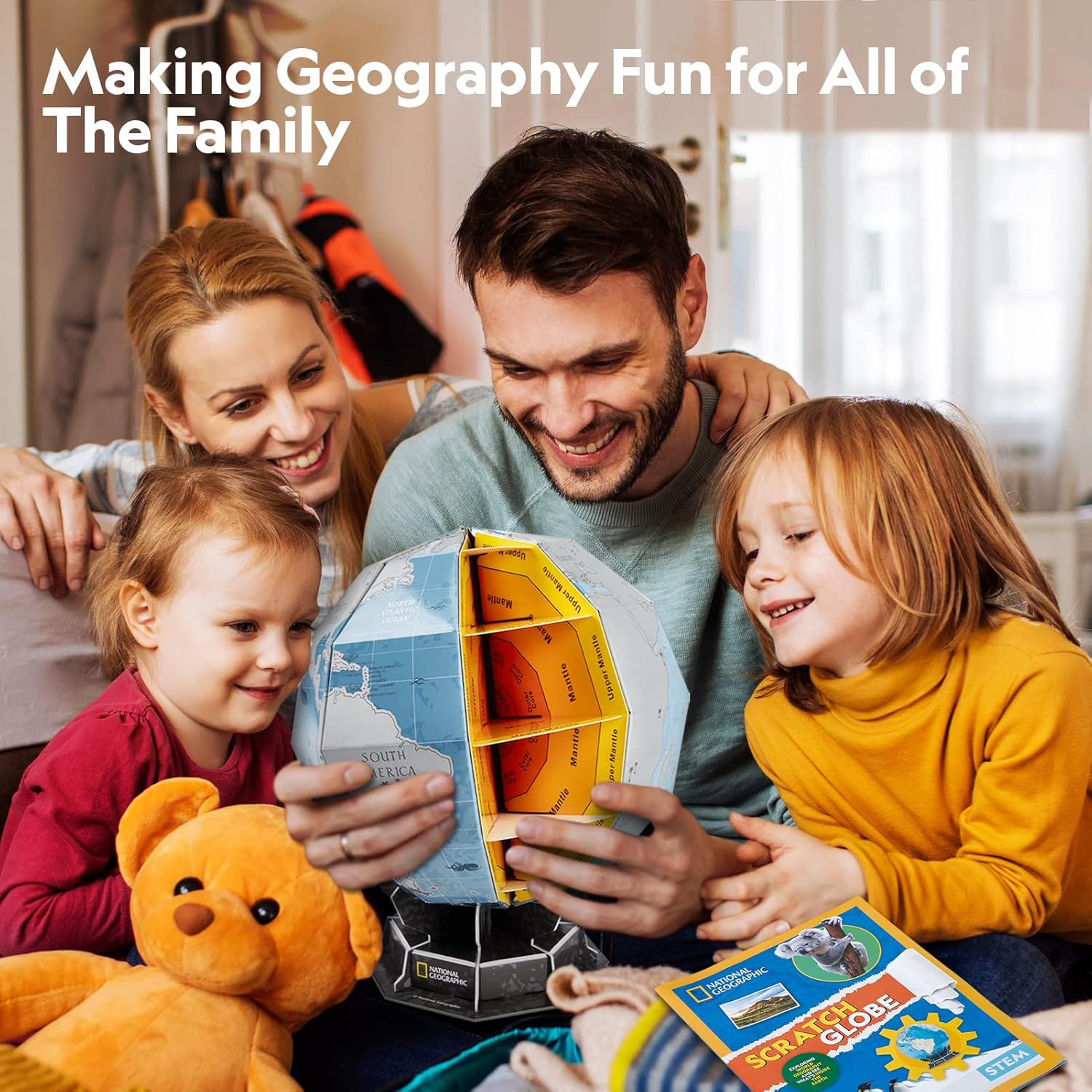 NATIONAL GEOGRAPHIC – Globo rascador para niños, juguetes STEM Earth Globe National Geographic rompecabezas 3D para niños, kit de ciencia, artes y