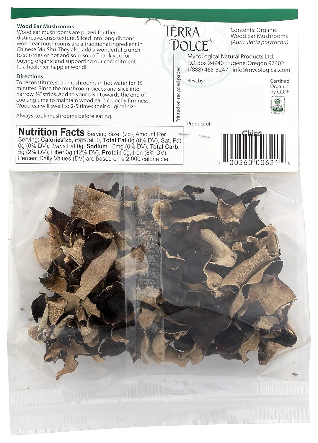 Terra Dolce Setas de oreja de madera orgánica, 0.75 onzas