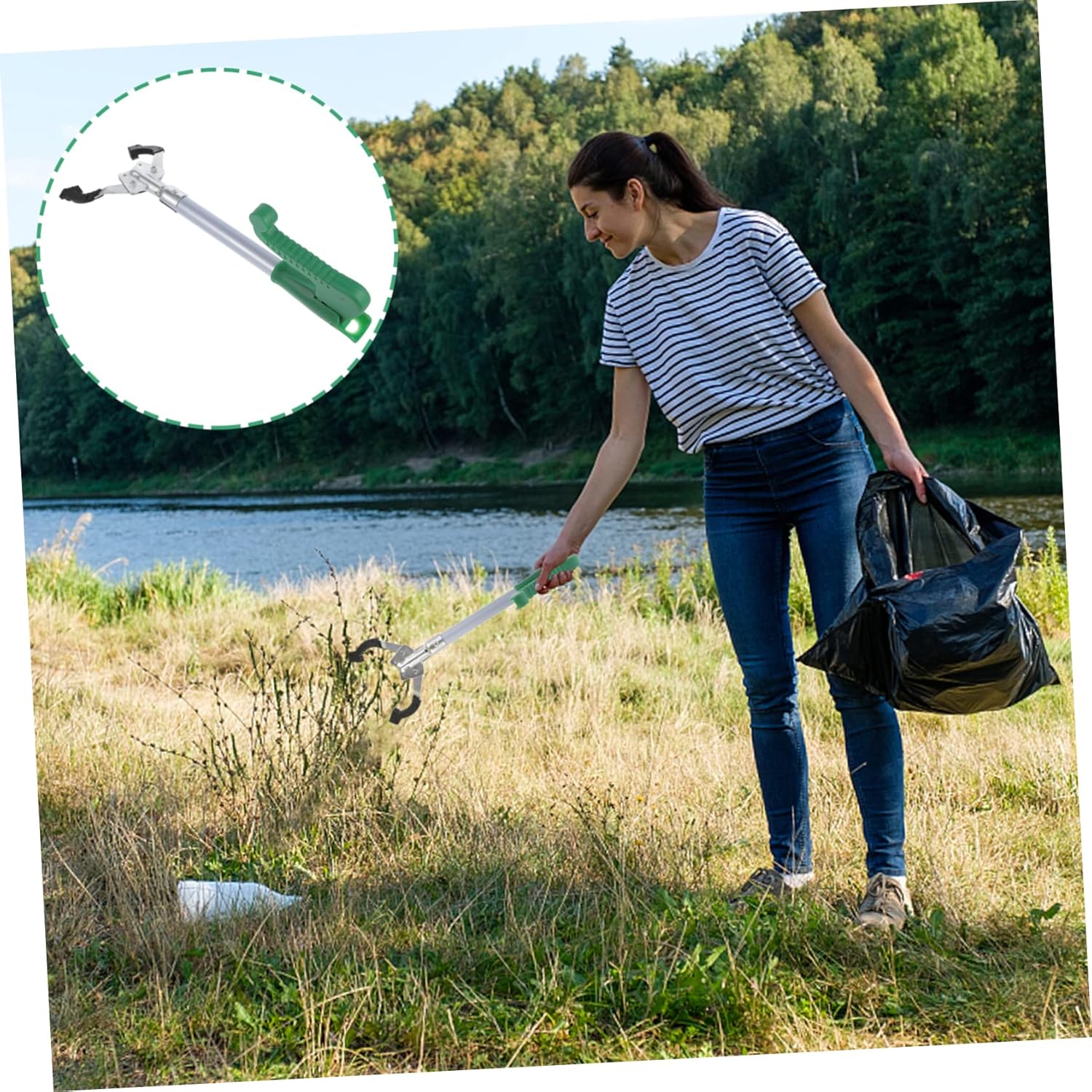3 piezas de basura, herramienta plegable, multilimpiadora, herramienta de limpieza, recogedor de basura, palito superior para ancianos, herramienta