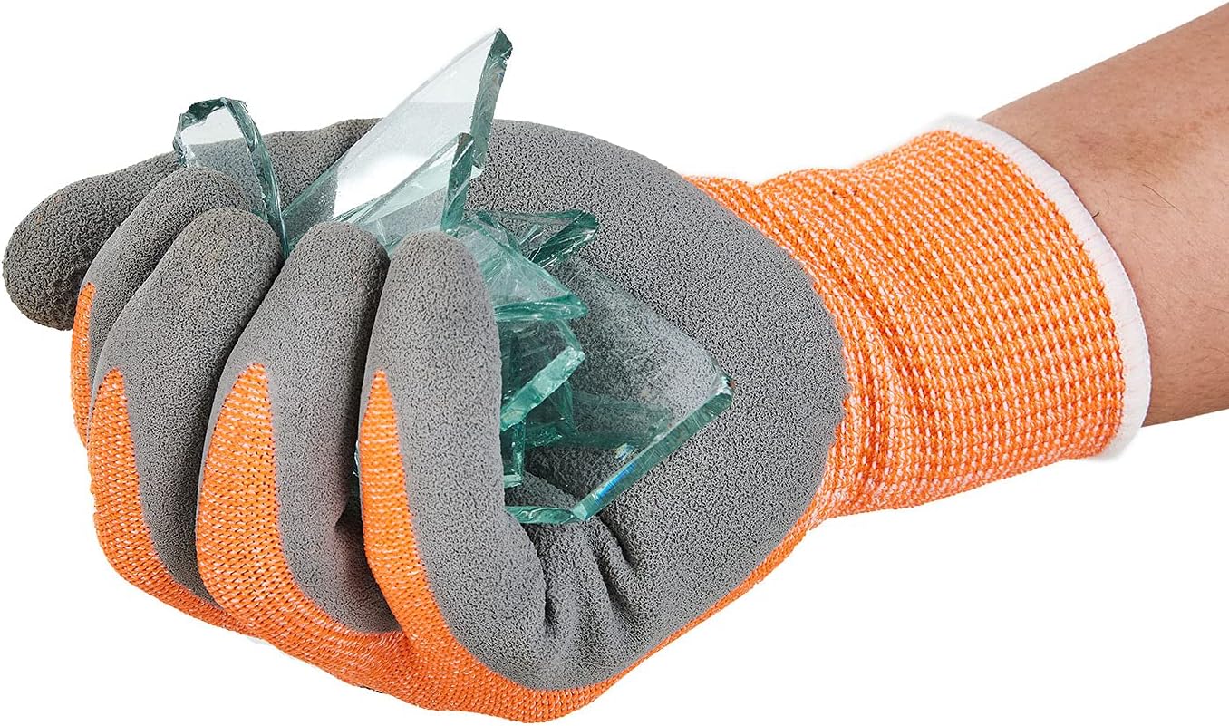 Vgo… 1 par de guantes resistentes a cortes ANSI A3, protección de manos, revestimiento de goma de látex para jardinería y trabajo (talla M,