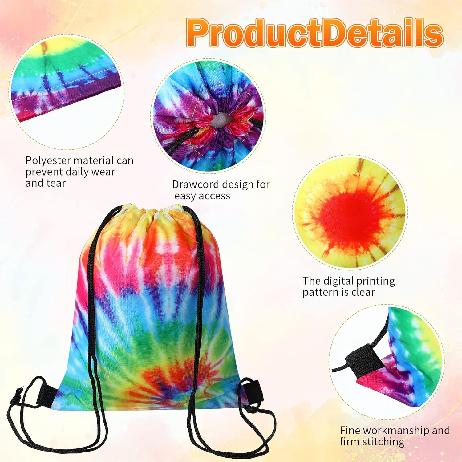 12 bolsas de regalo de fiesta de teñido anudado con cordón, bolsa de regalo de cumpleaños, bolsa de dulces para golosinas, bolsa de mano de