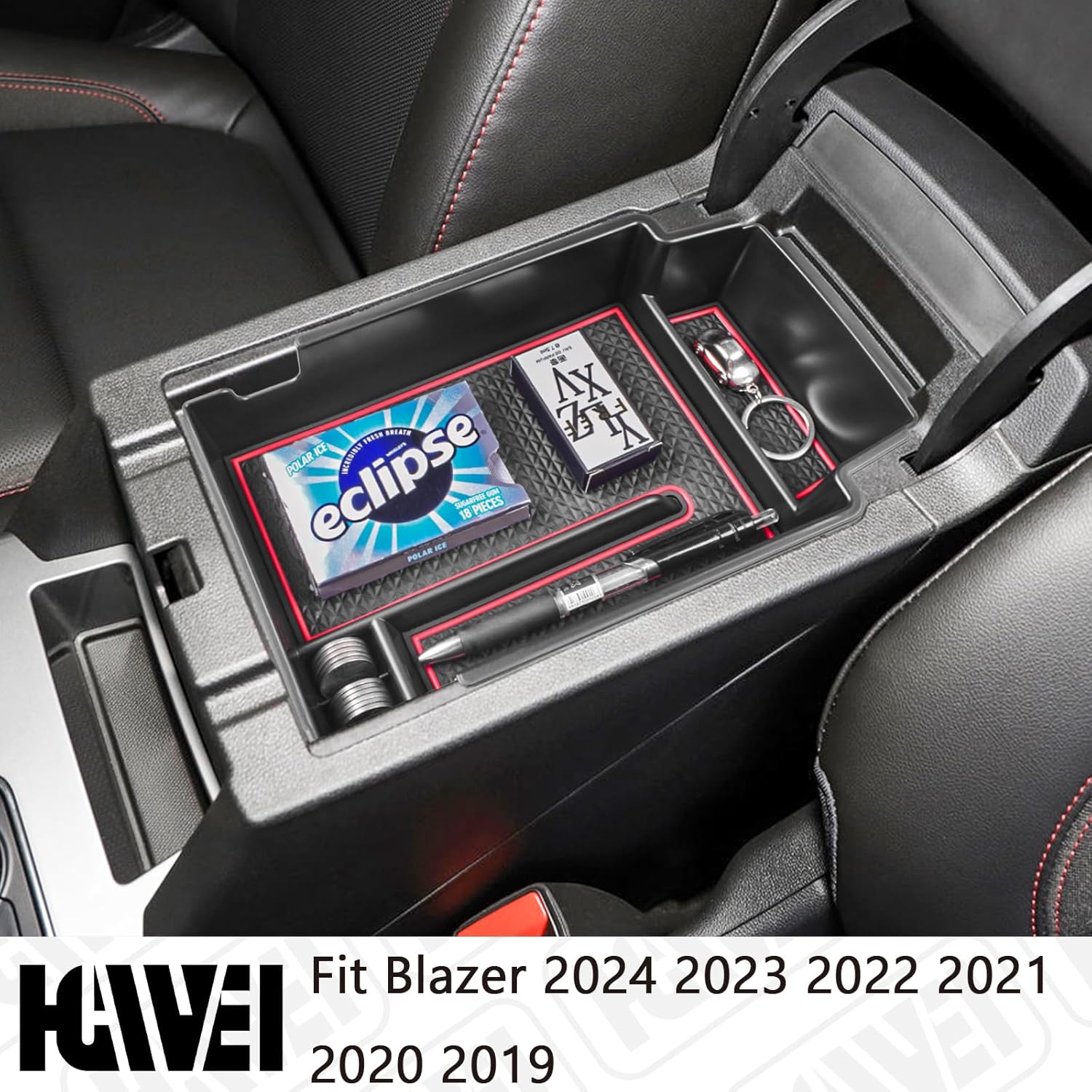 Organizador de consola central compatible con accesorios Chevy Blazer 2024 2023 2022 2021 2020 2019, caja de almacenamiento de reposabrazos de