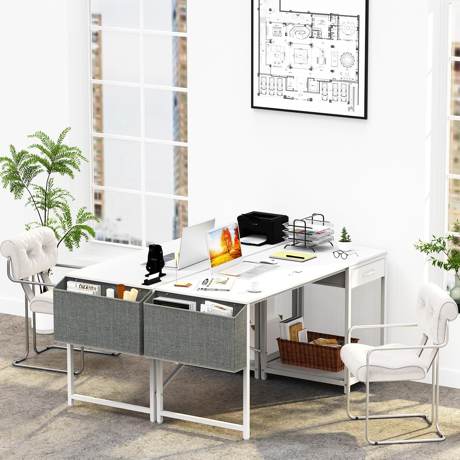 Escritorio para computadora con cajón de 55 pulgadas para oficina en casa con almacenamiento, mesa de escritorio simple y moderna para trabajo, para