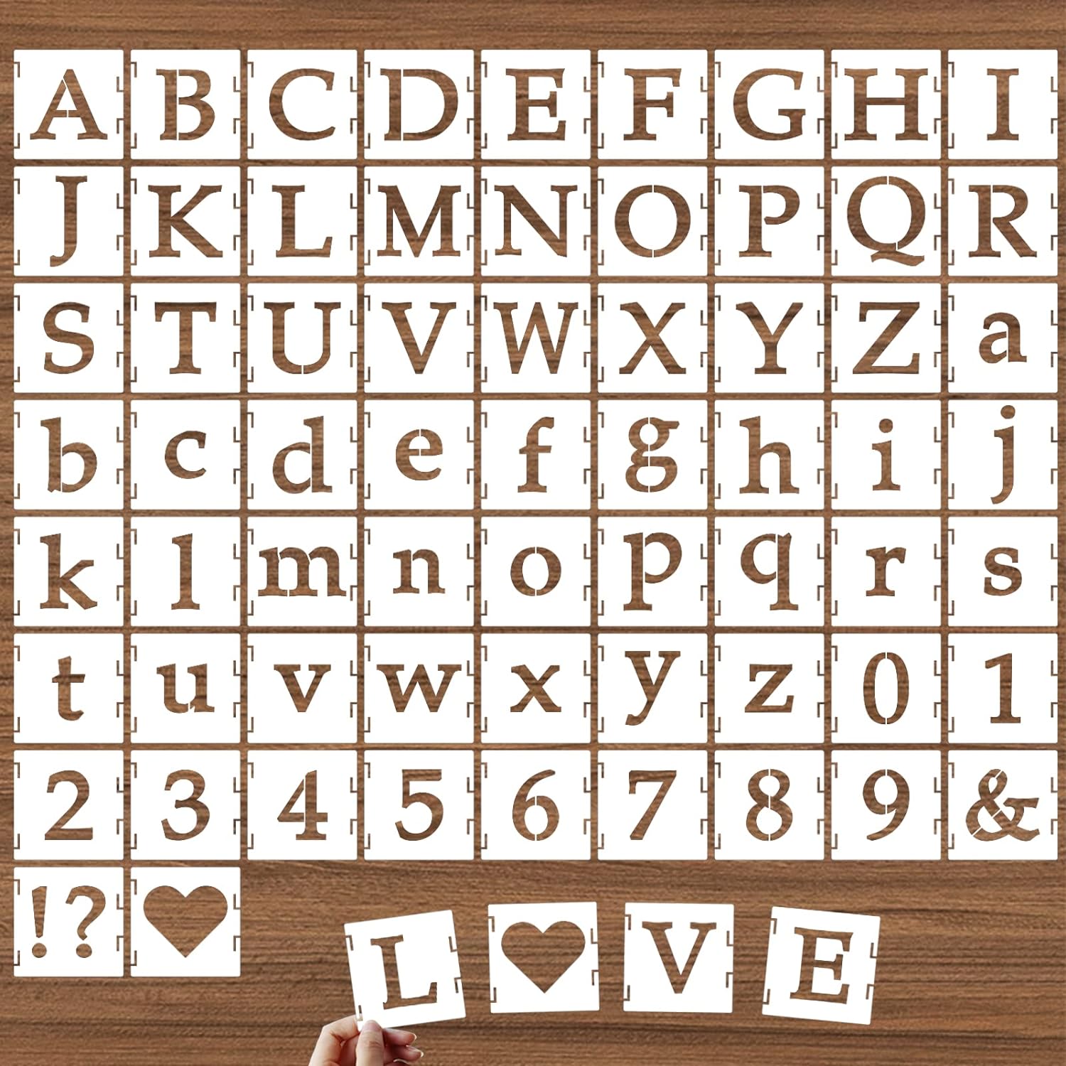 DZXCYZ Plantillas de letras del alfabeto de 4 pulgadas, 65 piezas de plástico reutilizables, símbolos de número, juego de plantillas de dibujo