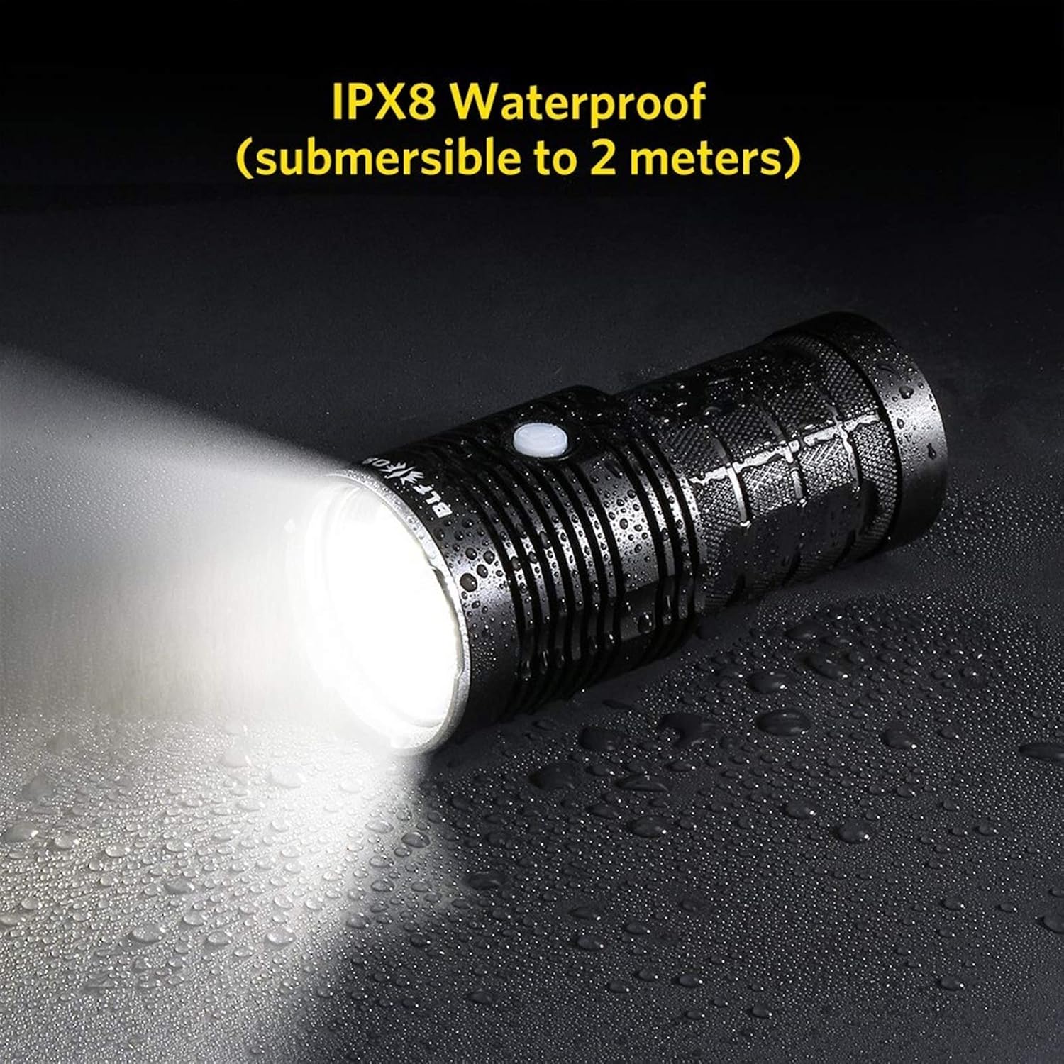 Linterna eléctrica de espera ultra larga BLF Q8 4* XPL 5000lm potente linterna LED 18650 reflector profesional procedimiento de operación múltiple