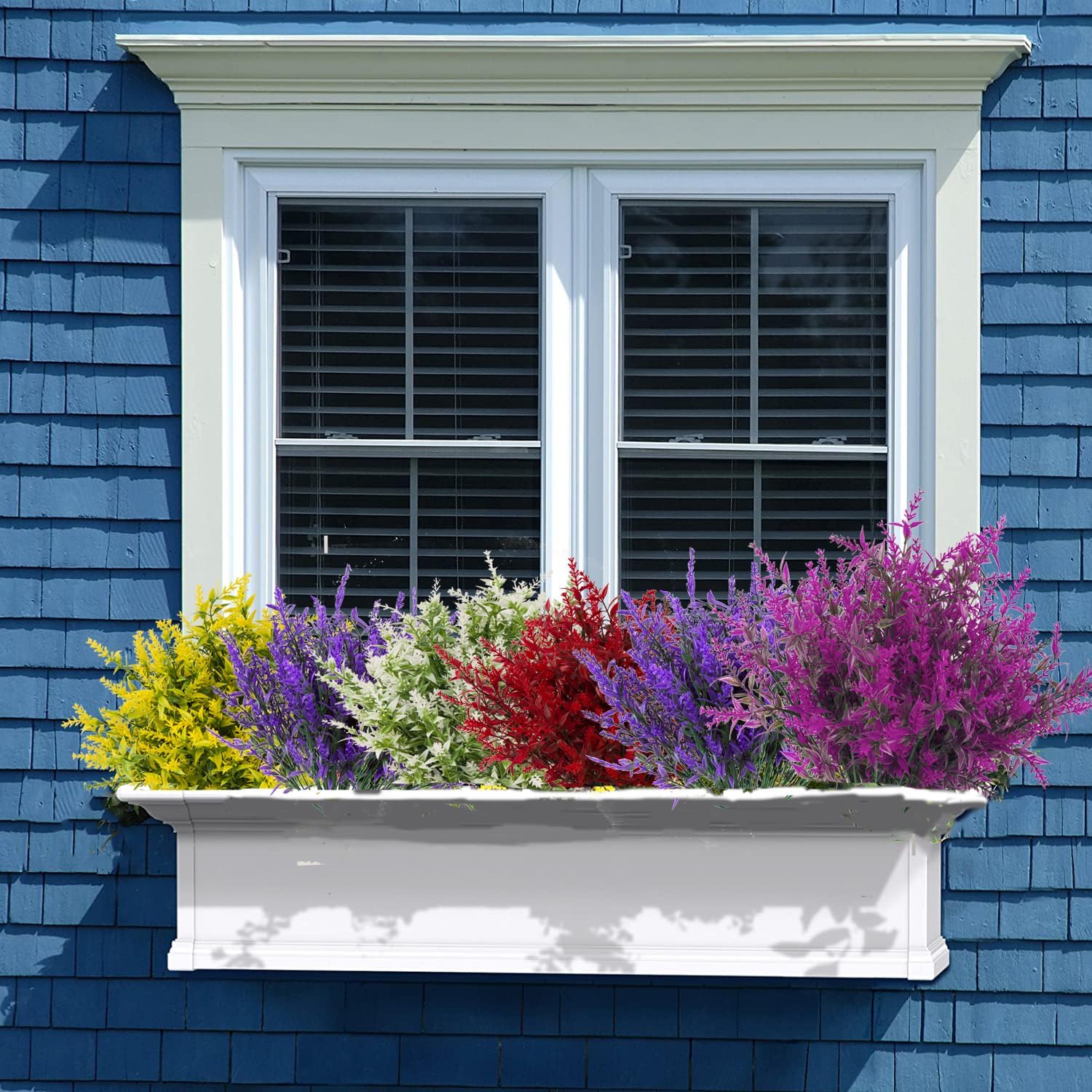 12 racimos de flores artificiales para exteriores con protección UV, utilizadas para decorar flores artificiales violetas (rojo 2)