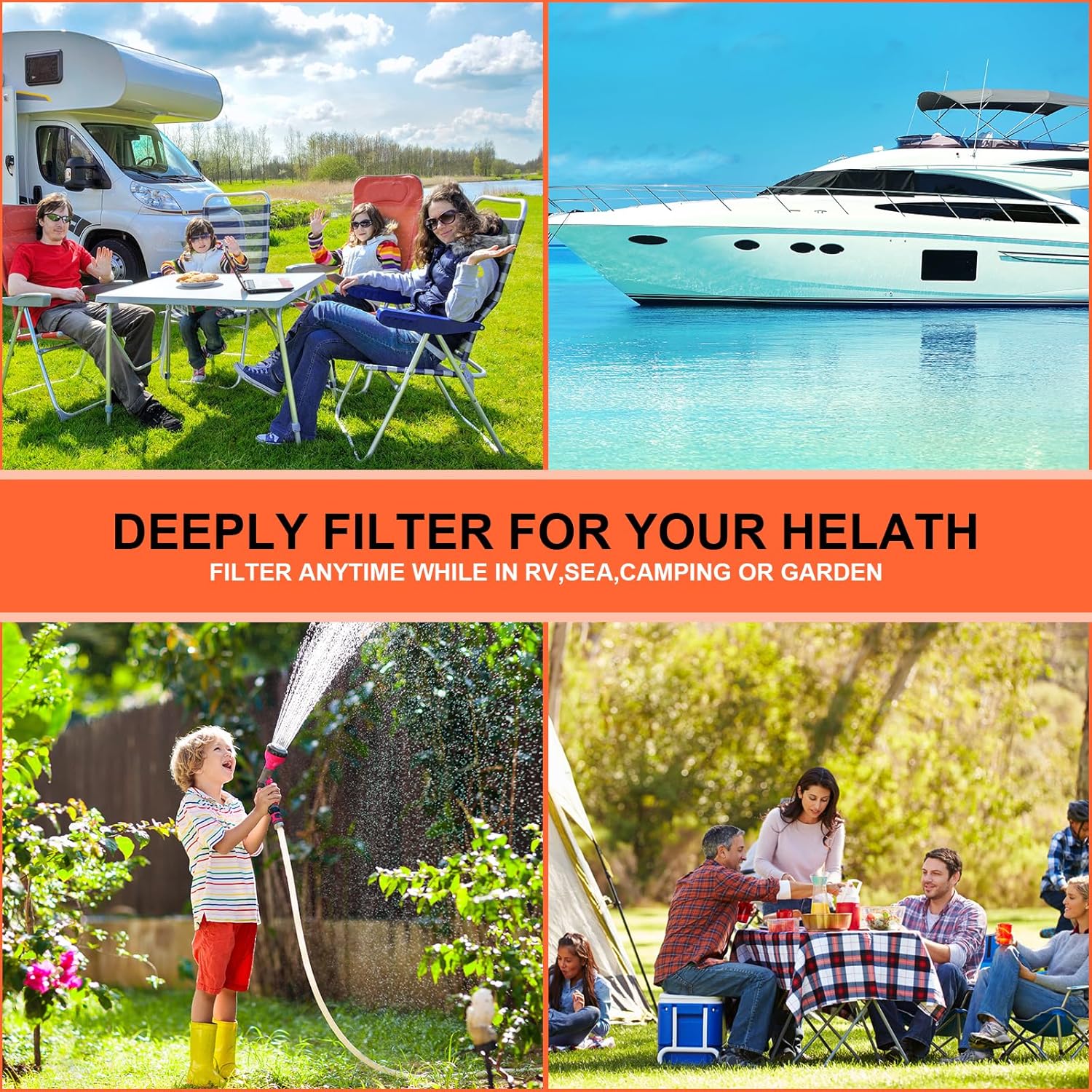 WELLUCK Filtro de agua en línea para autocaravana que reduce el cloro y el olor, 4 paquetes de accesorios de filtro de manguera de agua para camping