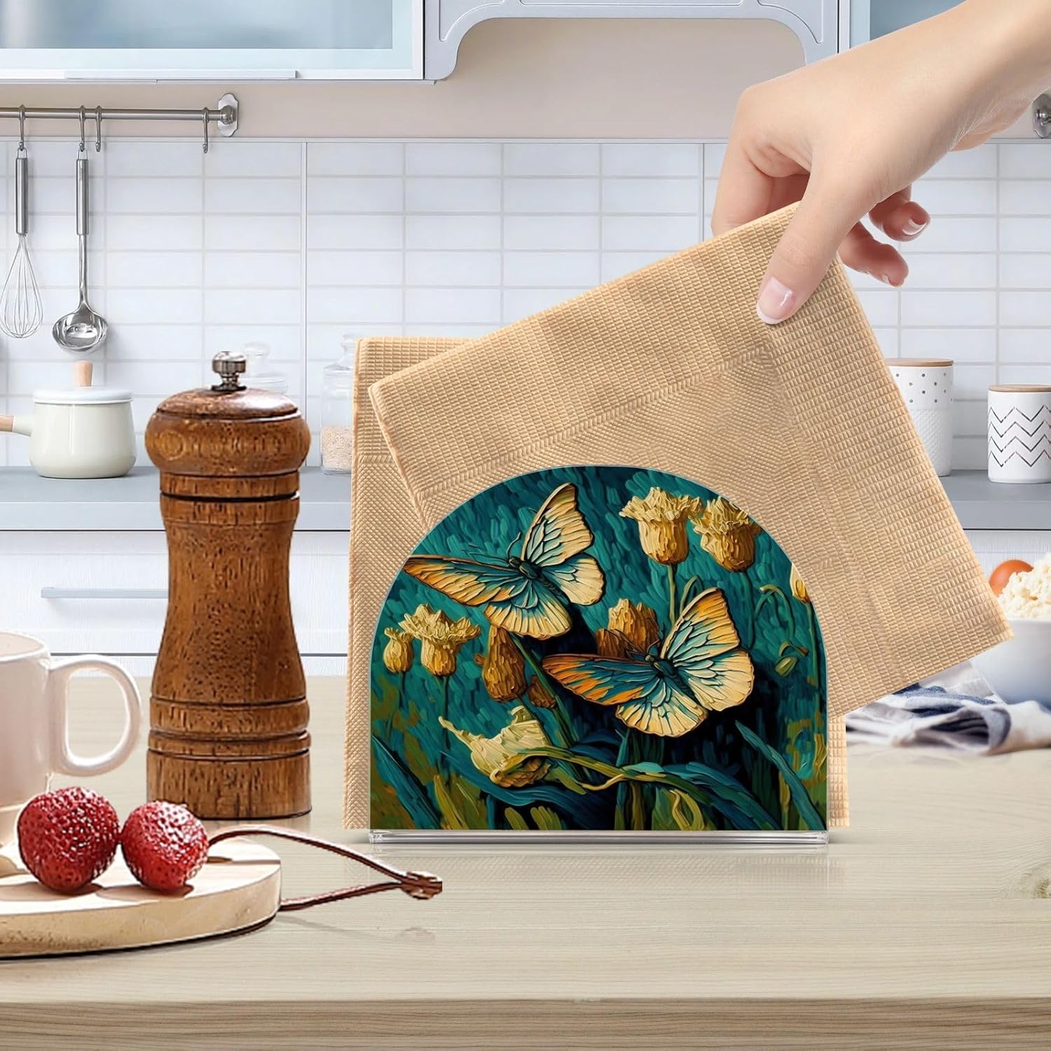 Servilletero de acrílico  Soporte para toallas de papel en transparente  Moderno soporte decorativo para servilletas de invitados para el hogar,