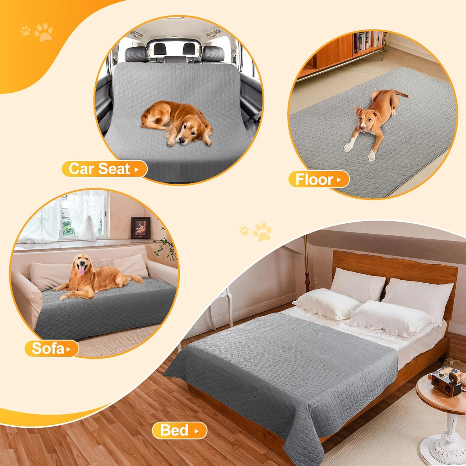 Paquete de 2 fundas impermeables para cama de perro, manta antideslizante para mascotas, perros medianos, gatos, niños, protector de muebles (54 x