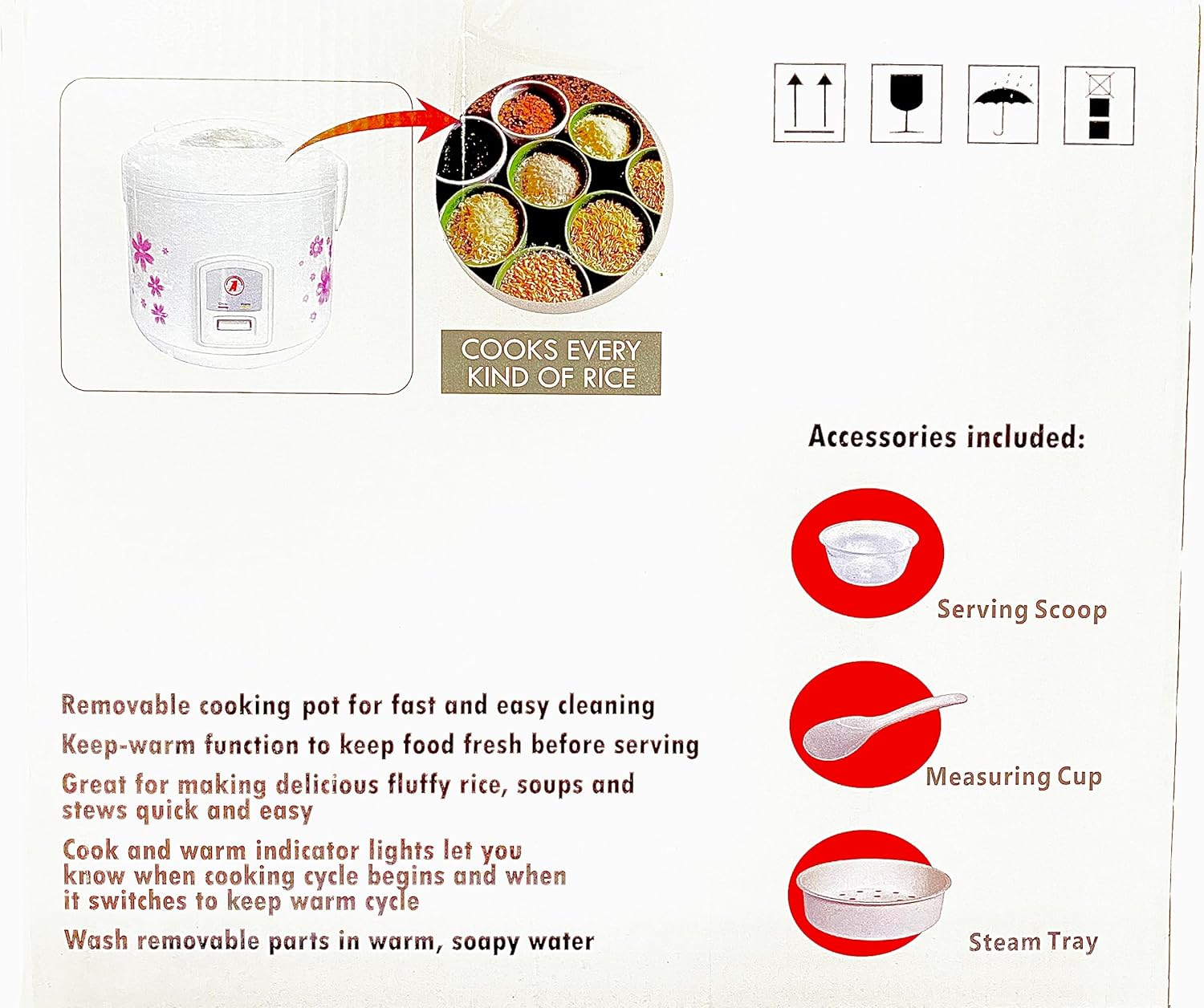 Arrocera automática para hacer un delicioso arroz esponjoso que puede cocinar todo tipo de arroz  Olla extraíble para una limpieza rápida y fácil