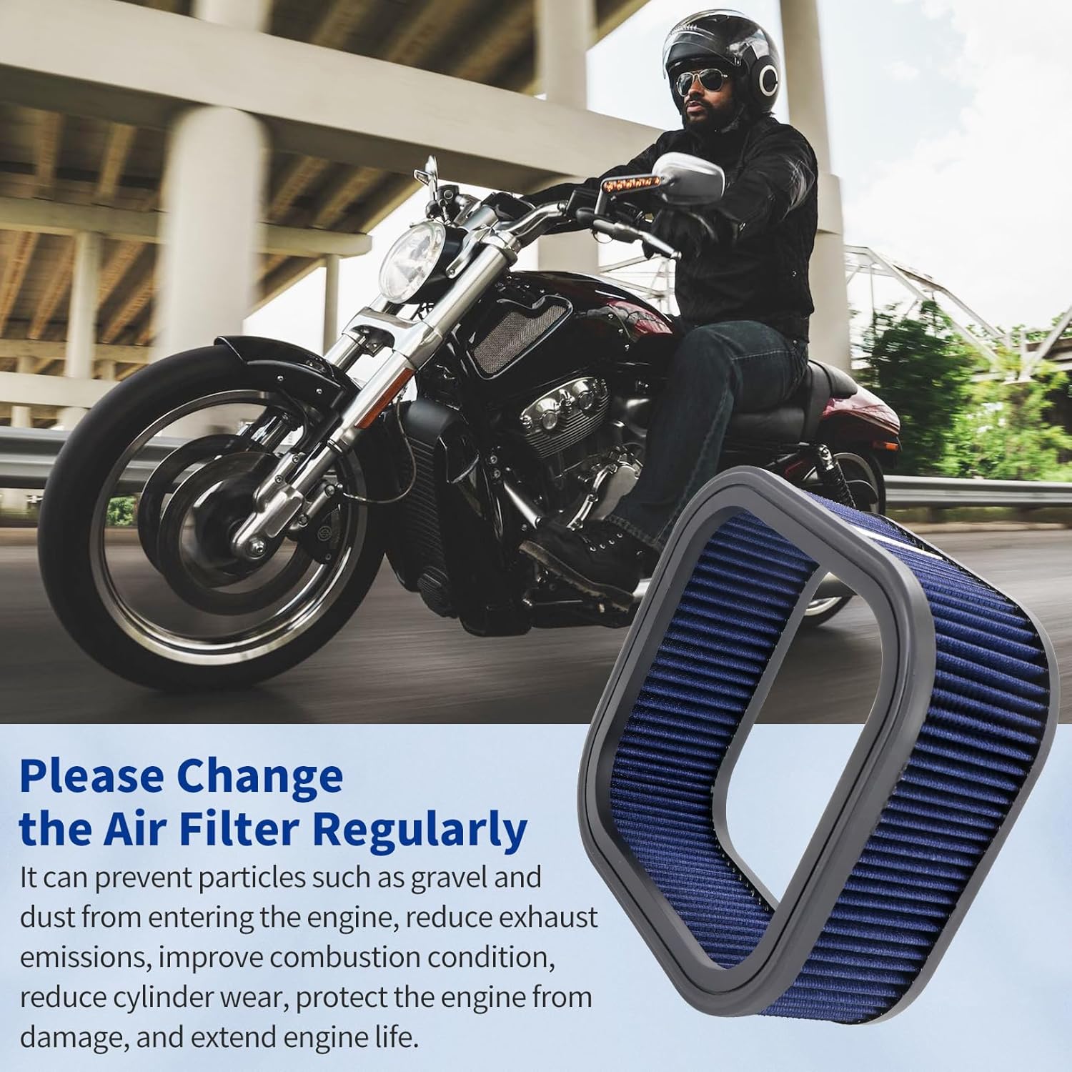 Filtro de admisión de aire para motocicleta Harley VRSCF VRSCDX 10TH Night Rod Special 69 76 CI HD-1102 29437-01 EO82A6 29437-01A