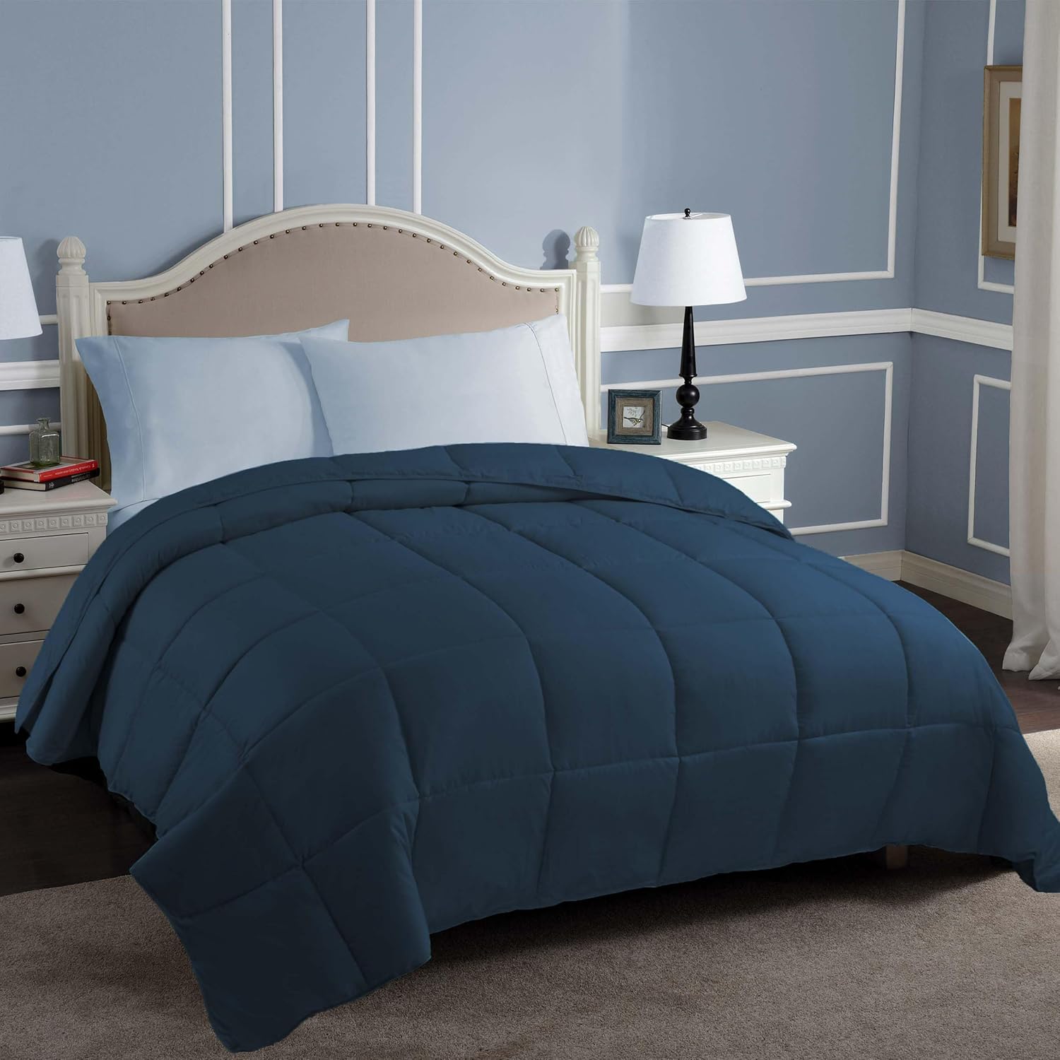 SUPERIOR Edredón reversible clásico para todas las estaciones, cómodo, esponjoso, acogedor, ligero, decorativo, relleno de edredón, felpa, esencial