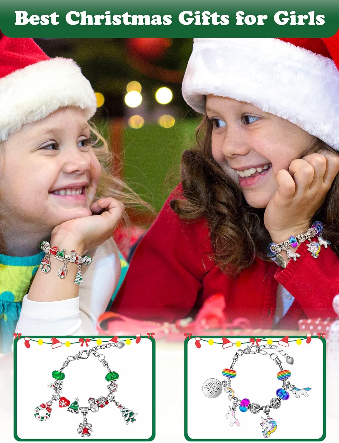 Calendario de Adviento 2023 Kit de fabricación de pulseras de unicornio para niñas, calendario de cuenta regresiva de 24 días de Navidad con 2