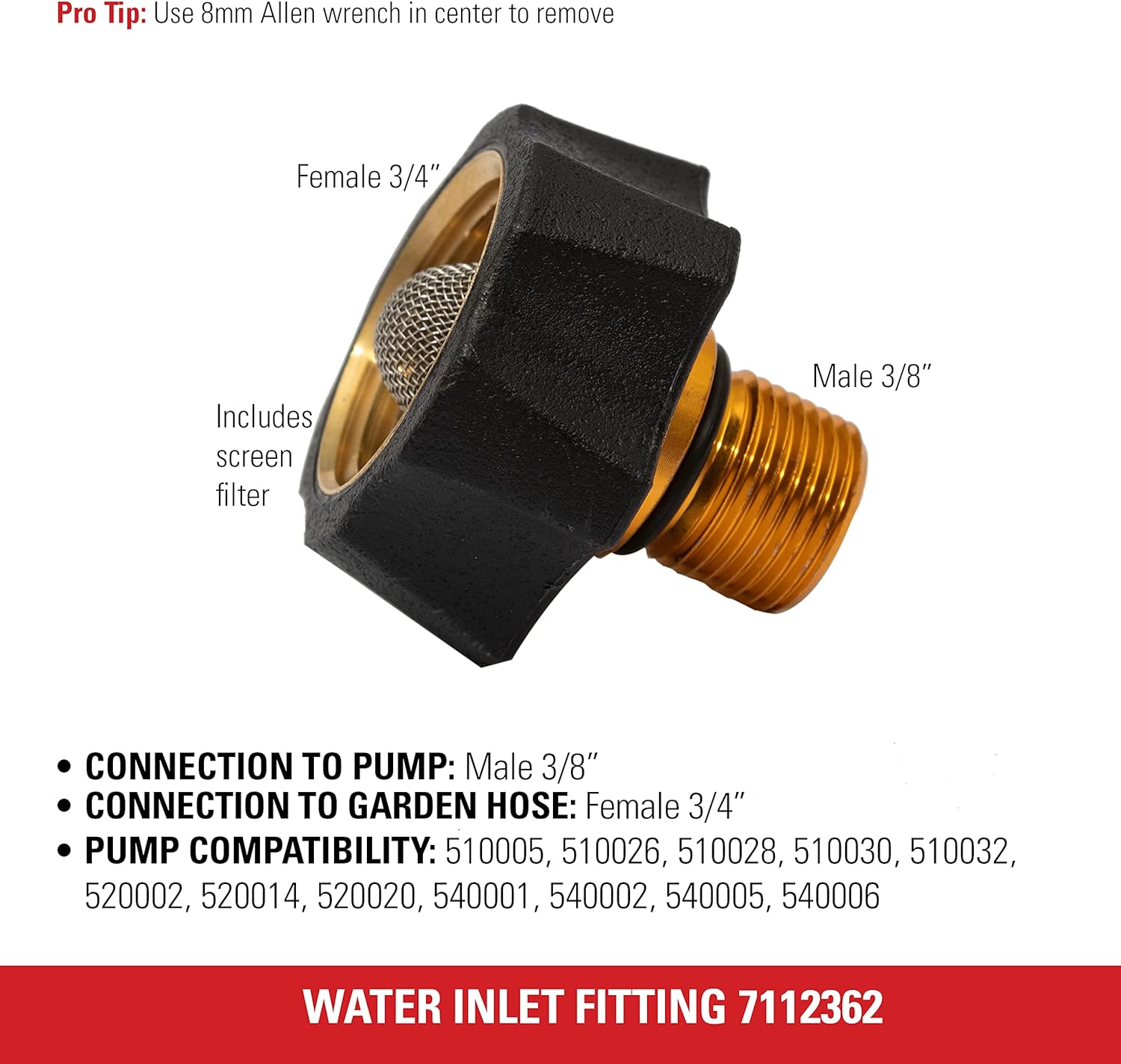 Simpson Cleaning 7112362 – Accesorio de entrada de agua para múltiples bombas de lavado a presión, color dorado