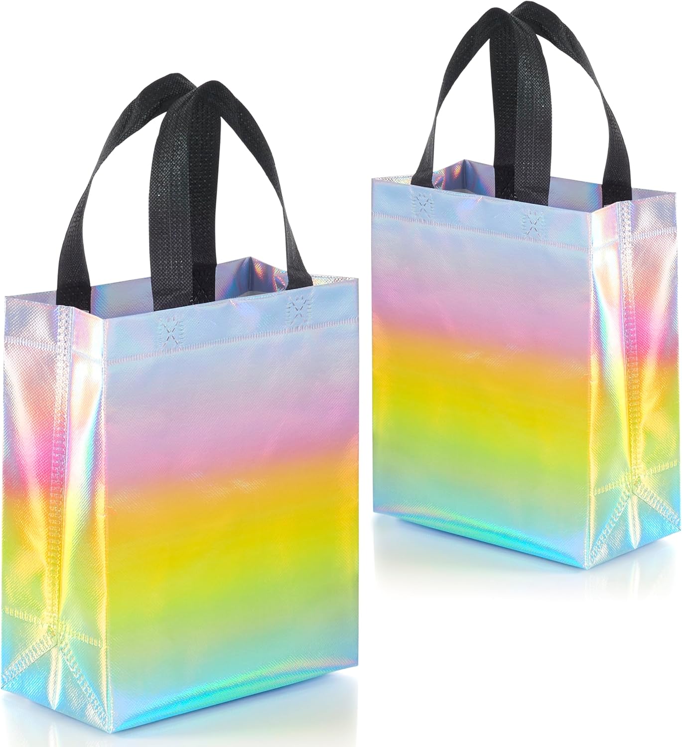 Nush Nush Bolsas de regalo de fantasía  Juego de 12 bolsas reutilizables de arcoíris pastel con acabado iridiscente  Coloridas bolsas holográficas