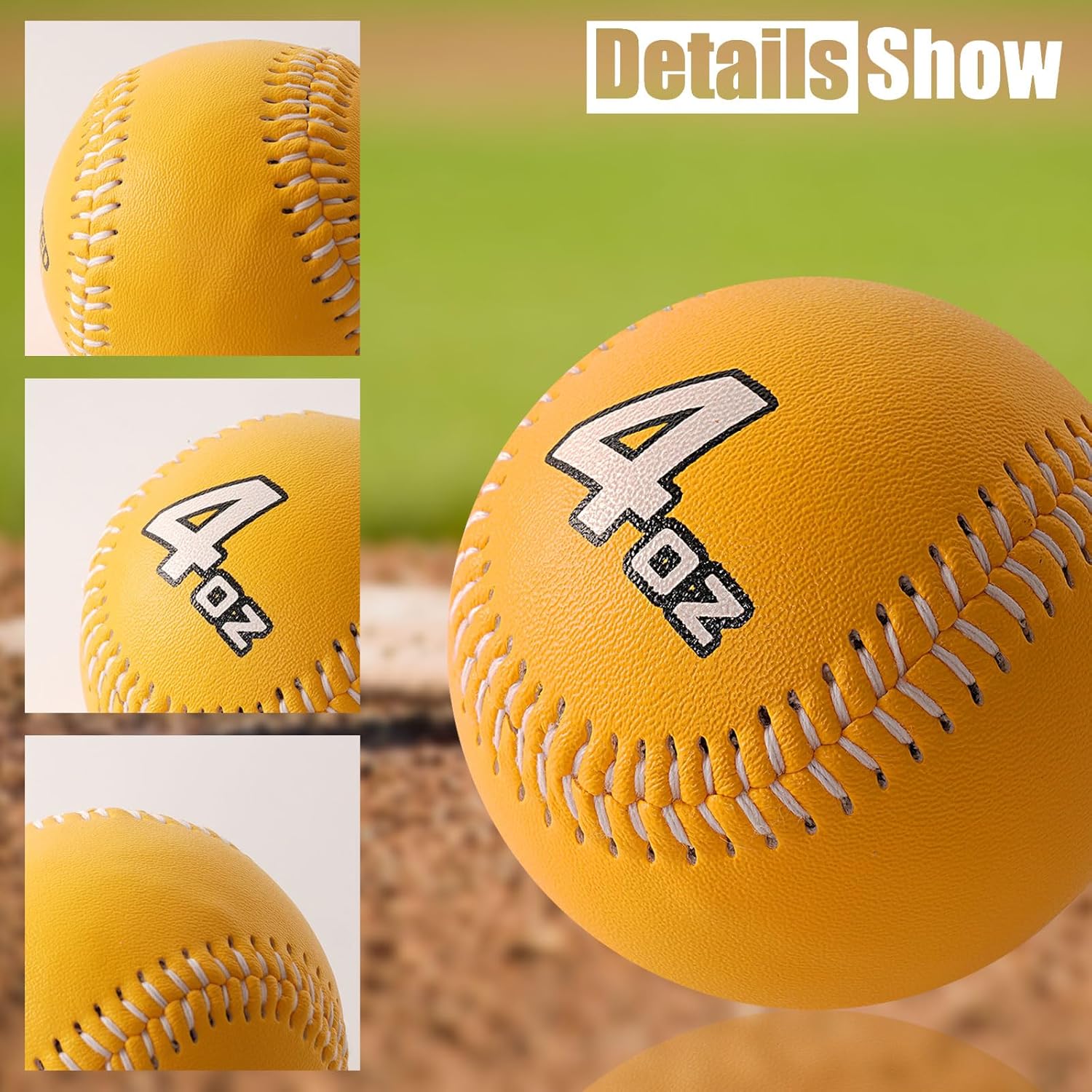 Juego de 9 pelotas de béisbol con peso de cuero, bolas de loy de 3 a 12 onzas para lanzargolpearlanzarbatear, pelotas de béisbol de práctica para