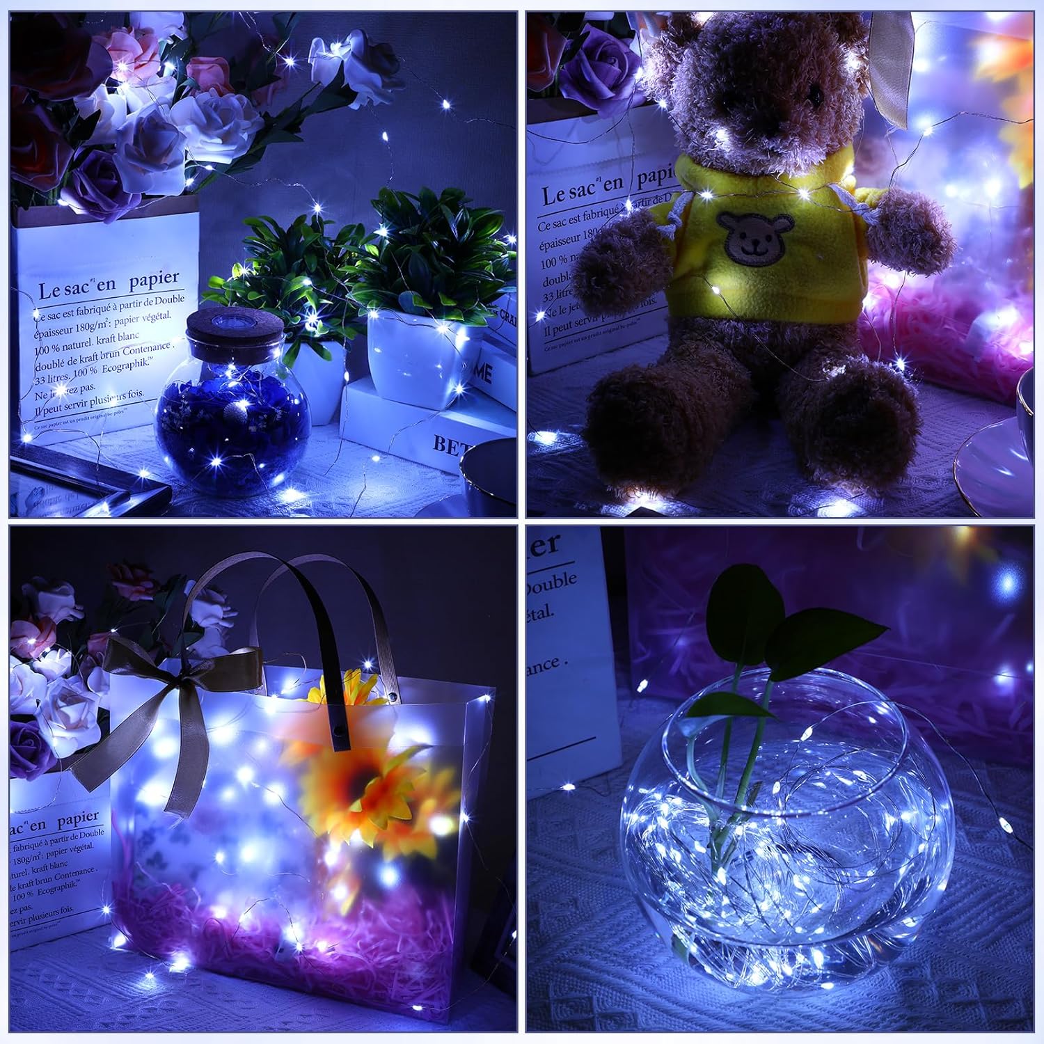 24 tiras de luces solares impermeables para exteriores, para boda, despedida de soltera, clase de 2024, decoración de fiesta de graduación, cada una