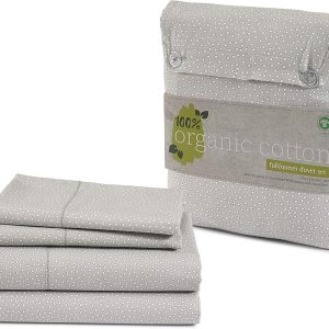 Casa Platino – Juego de funda de edredón 100% algodón orgánico, tamaño matrimonial o queen, color gris con lunares blancos, tejido de percal de Casa Platino – Juego de funda de edredón 100% algodón orgánico, tamaño matrimonial o queen, color gris con lunares blancos, tejido de percal de