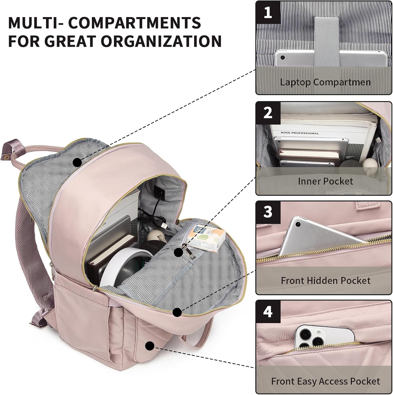 seyfocnia Mochila para laptop para mujer, rosa ( A01 Pink ), Computadora portátil