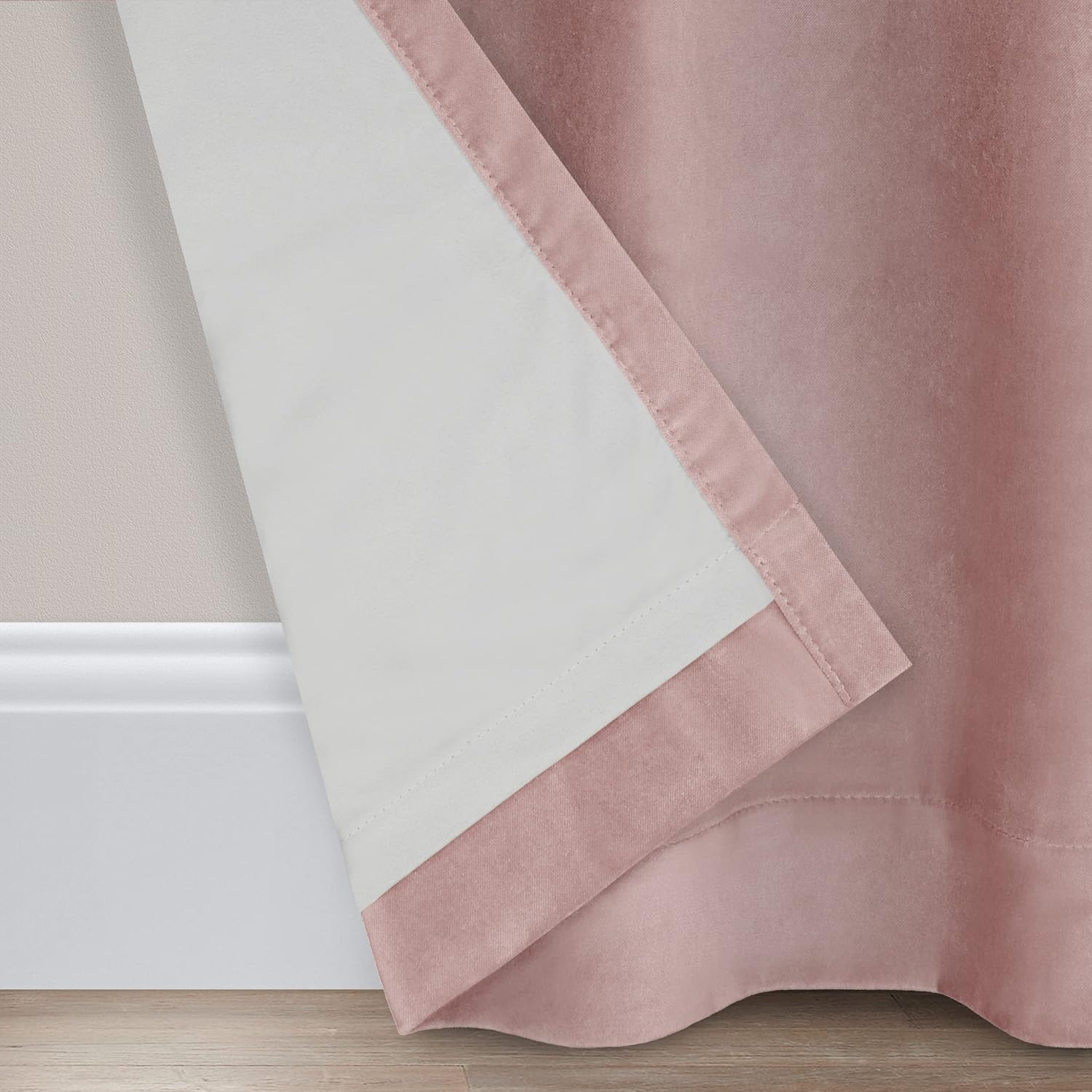 Eclipse Cortina de terciopelo de algodón de lujo, 100% opaco, con ojales, 96 x 50 pulgadas, color rosa polvoriento