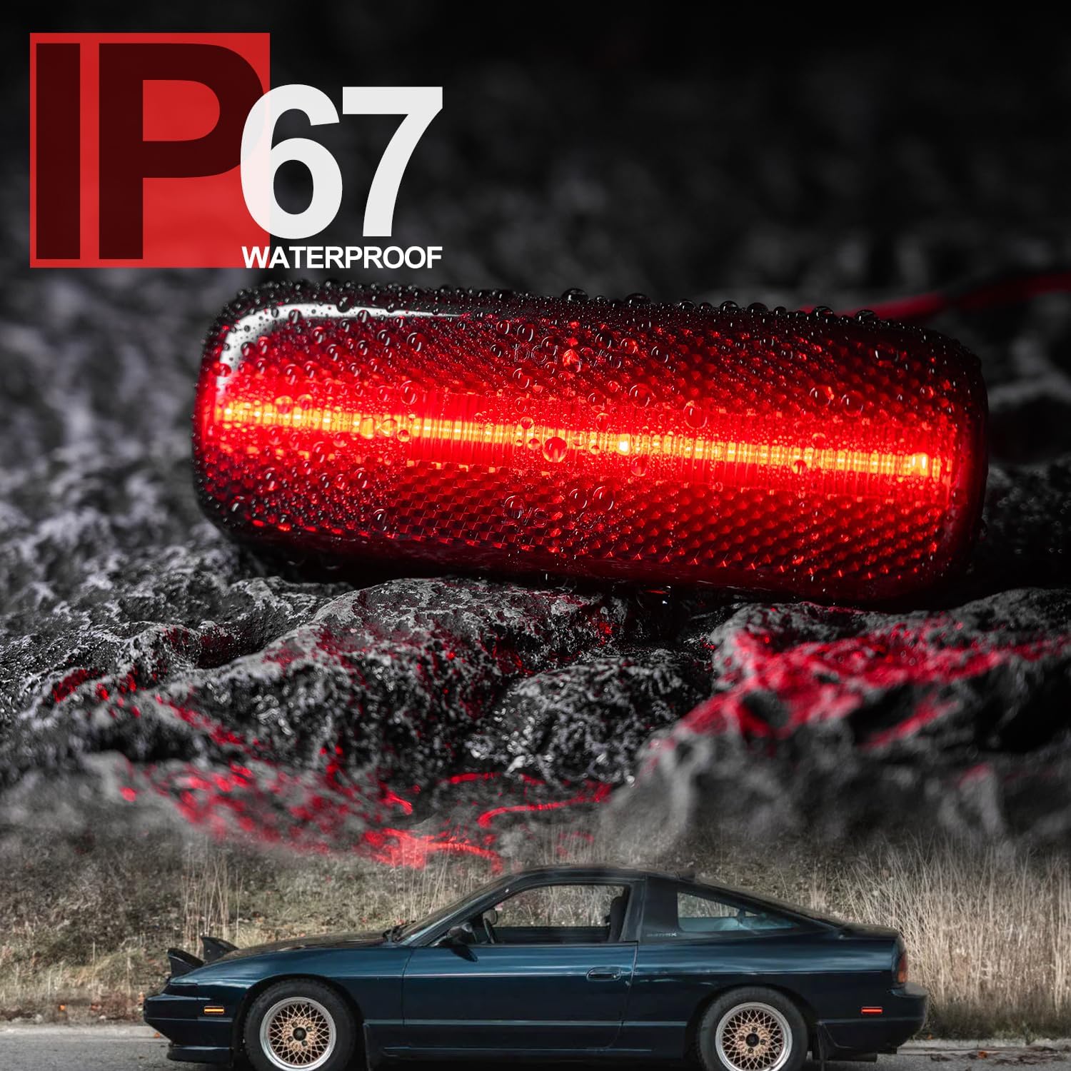 Luces LED de posición laterales de repuesto para Ni’ssan 240SX S13 1989-1994 ámbar delanteras y traseras rojas luces de señal laterales rojas lente