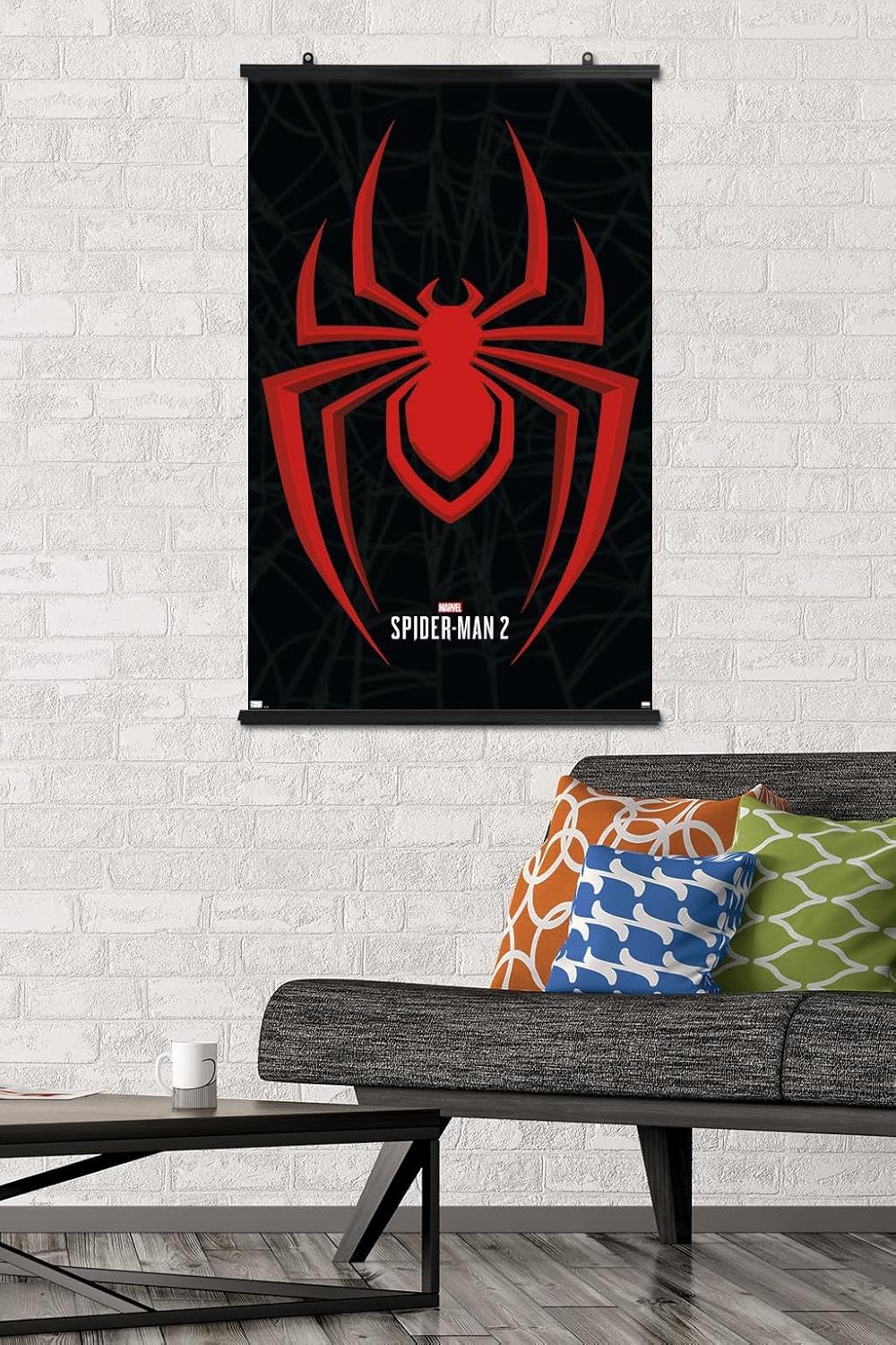 Trends International Marvel’s Spider-Man 2 – Póster de pared con icono de Miles Morales, 22.37 x 34.00 pulgadas, paquete de póster y clip prémium