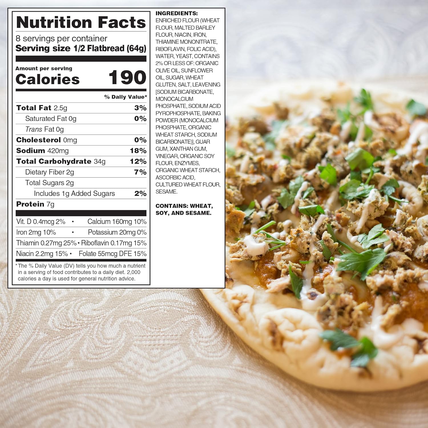 Toufayan Original Naan Tandoori  Vegano  Sin OMG  Kosher (paquete de 3, 12 panes planos en total)