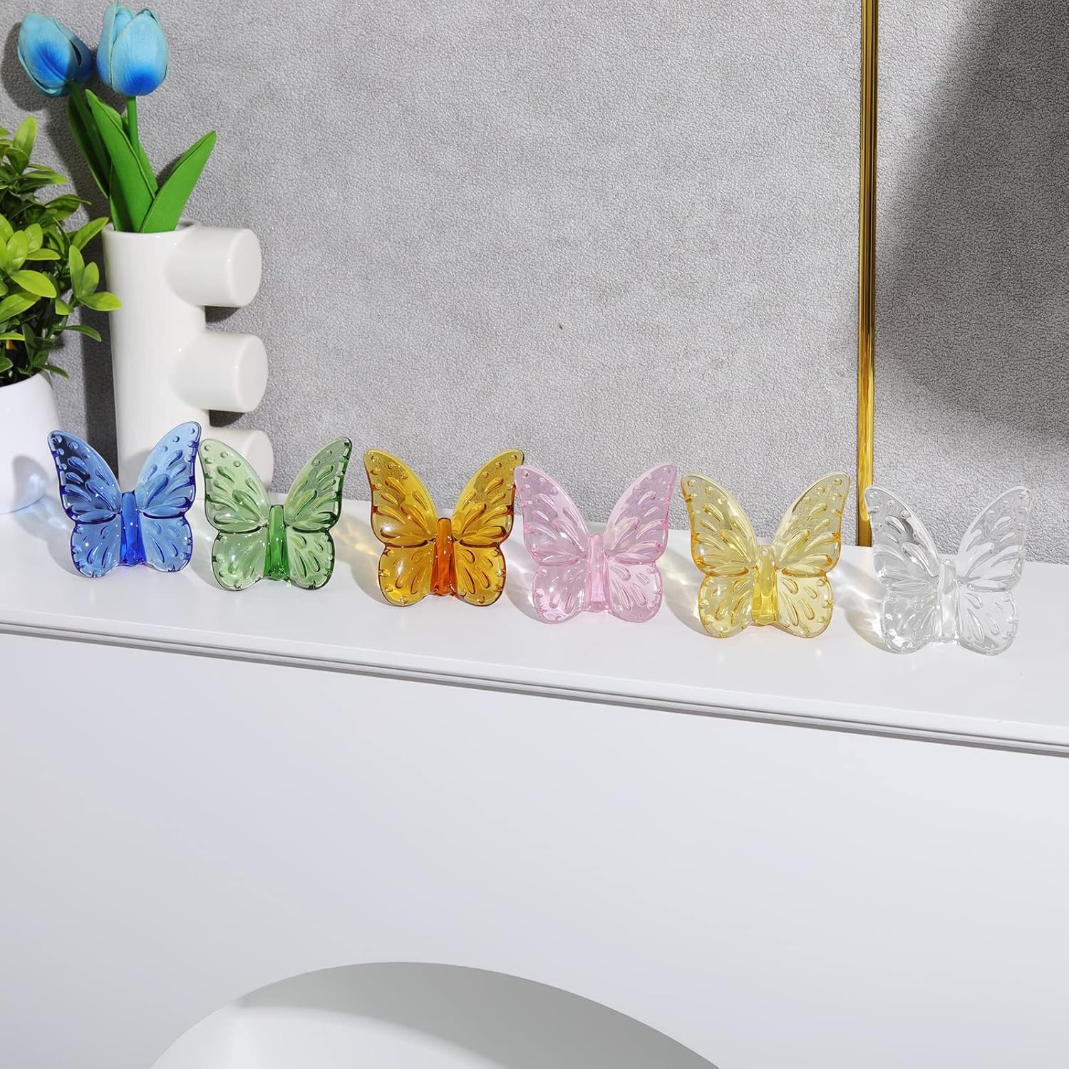 WEISIPU Figura de mariposa de cristal coleccionable, estatua de adorno de cristal para decoración de mesa de pisapapapeles para oficina en casa,
