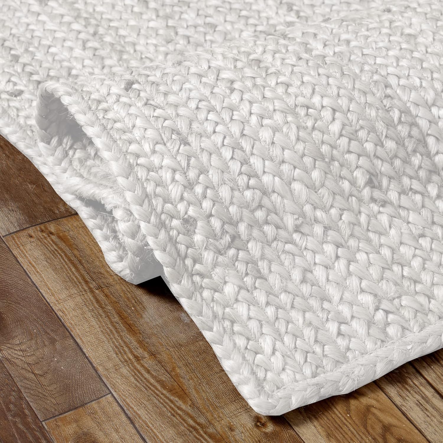 Signature Loom Alfombra decorativa de yute hecha a mano (3 x 5 pies), alfombra de yute suave y cómoda, alfombra de yute blanco para traer una