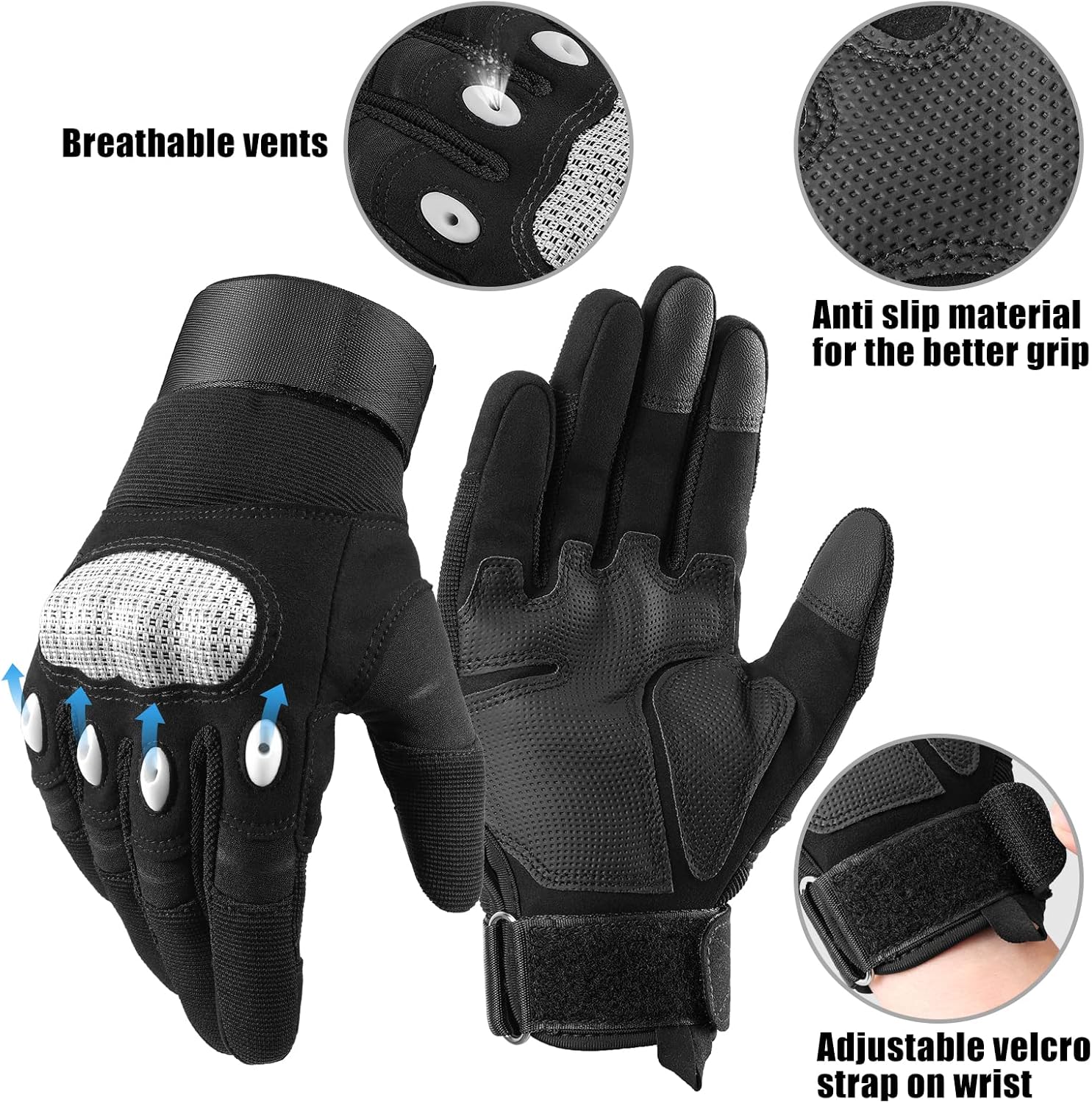 Cierto Guantes tácticos para montar con pantalla táctil para hombre y mujer, transpirables y antideslizantes, para motocross Airsoft