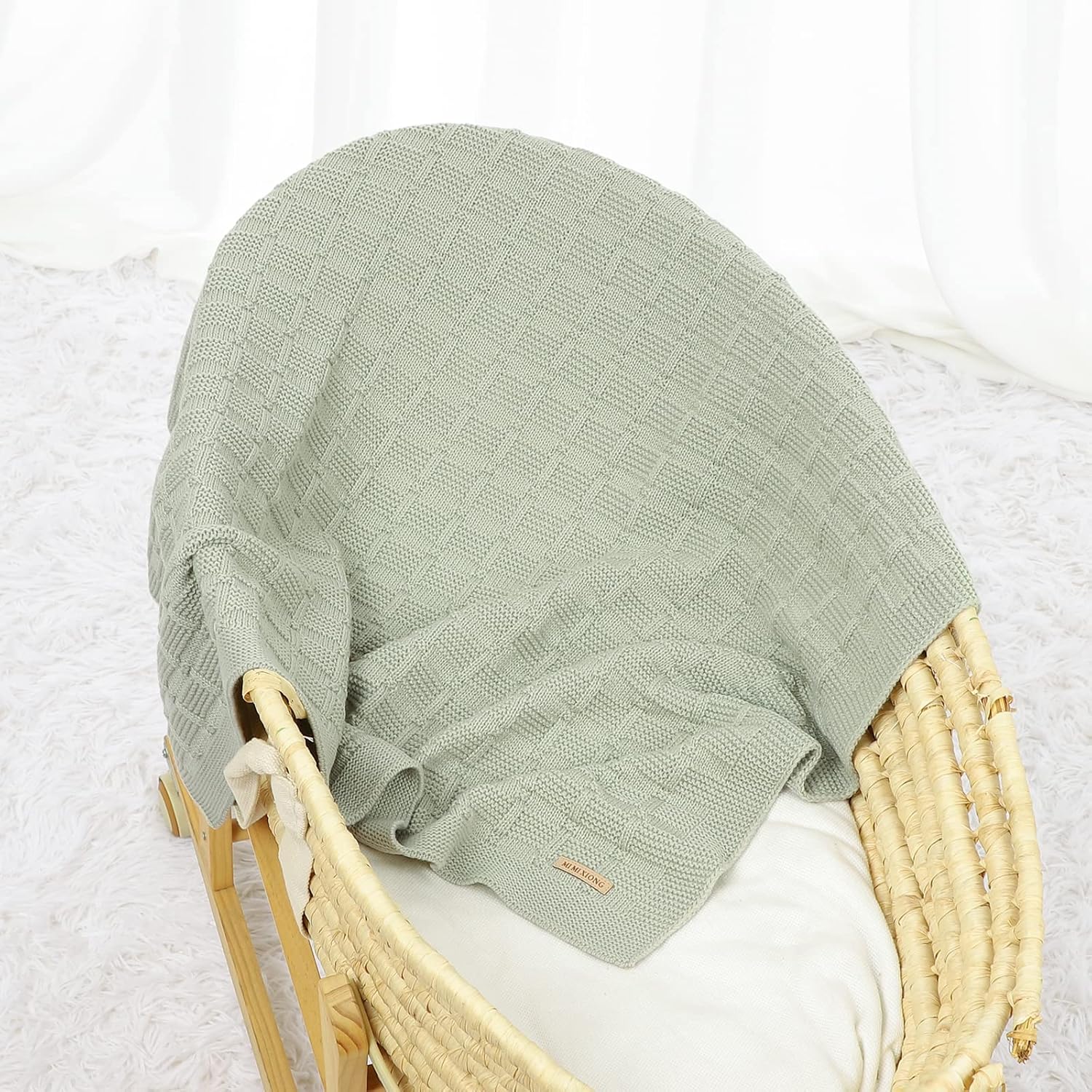 Manta de bebé de punto suave, manta de recepción de ganchillo acogedora cálida manta celular para bebé recién nacido niño y niña, 35.4 x 27.6 in –
