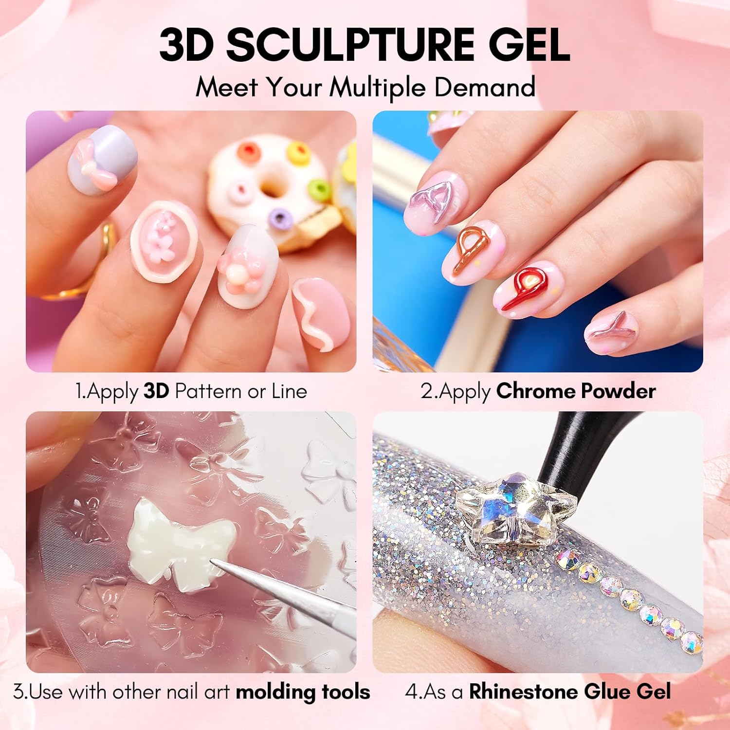Makartt Gel de uñas 3D de 0.53 oz para esculpir uñas de gel para el día de San Valentín, diseños de arte de uñas, bricolaje, antojo de uñas, gel 3D,