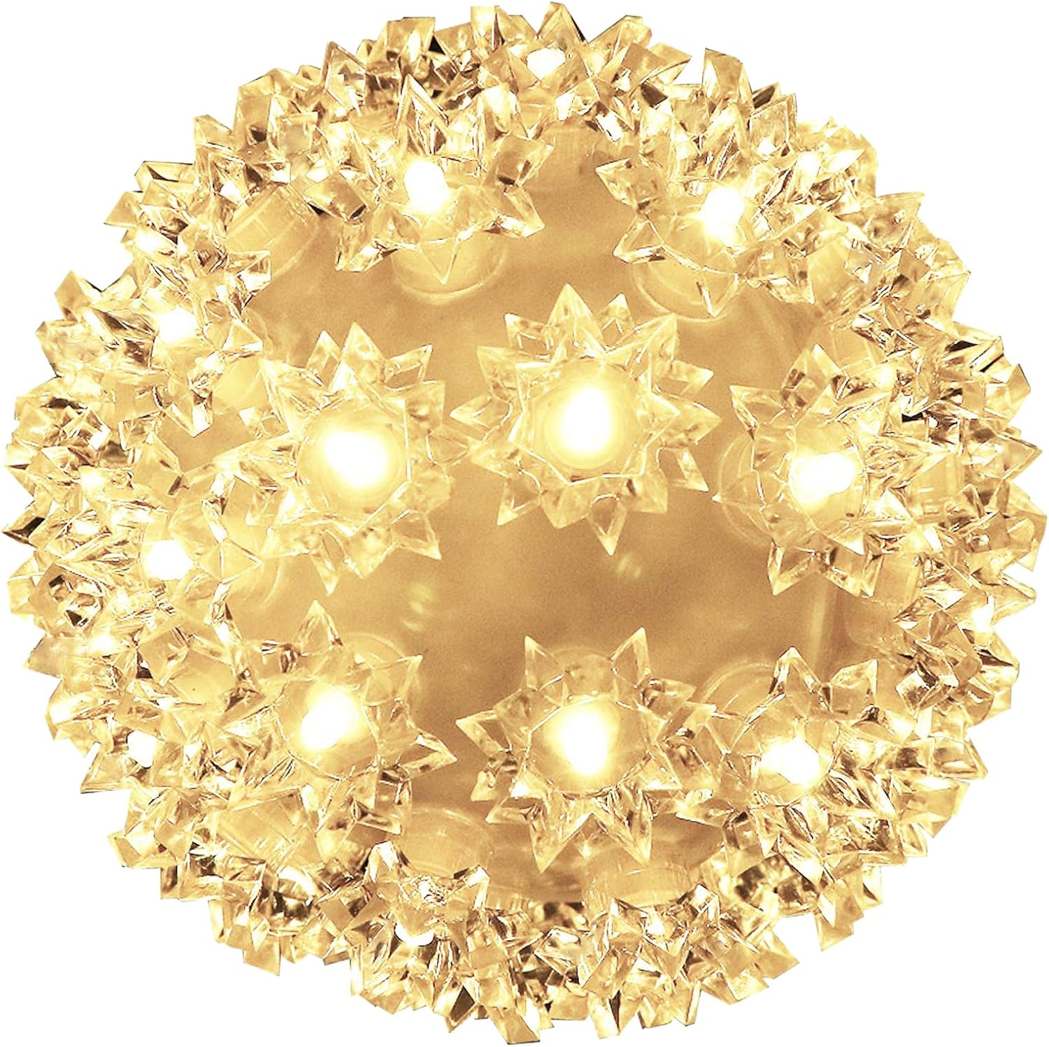 Luces de Navidad de 7 pulgadas brillantes para colgar al aire libre, luces parpadeantes, 100 luces LED de luz estelar, esfera blanca cálida, suave,