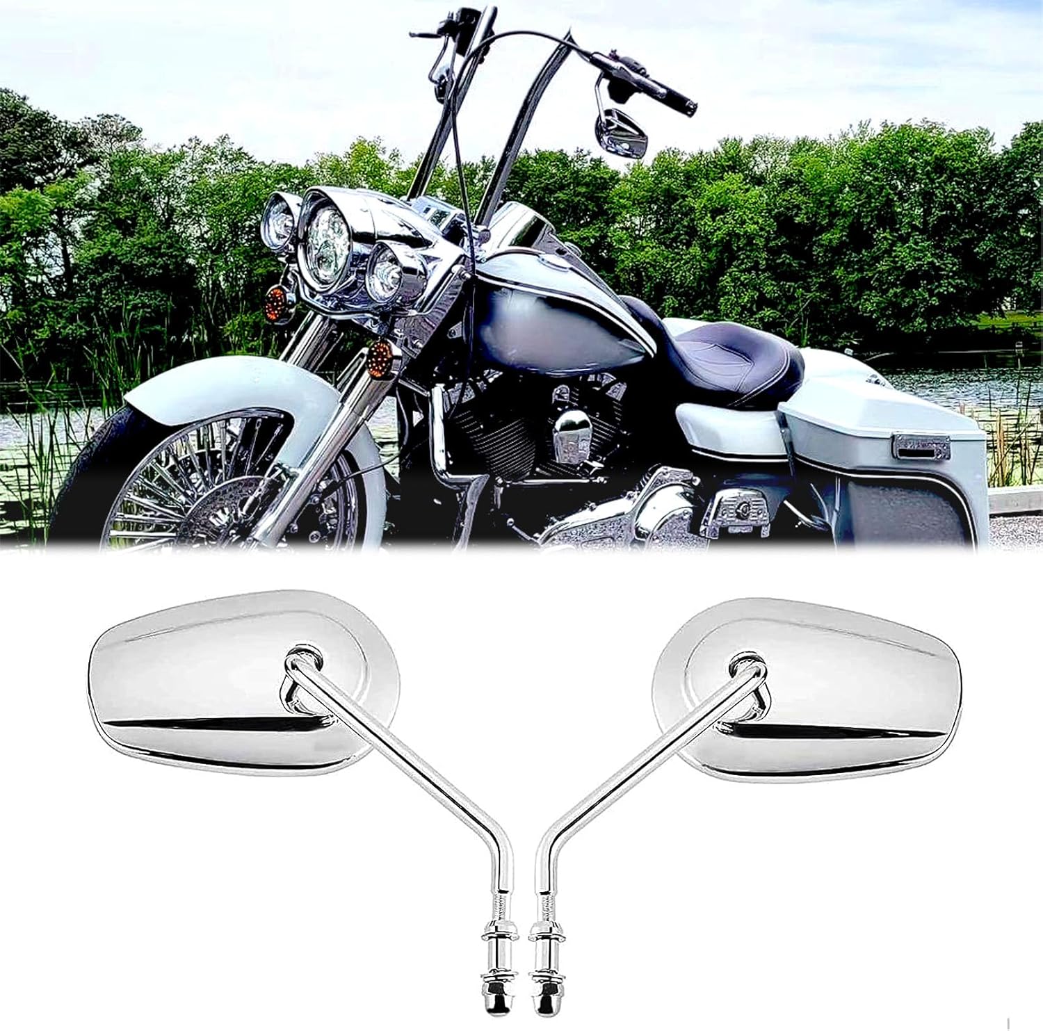 0.315 in cromo motocicleta retrovisión lateral espejos para Street Glide Road King Softail XL 883 1200 Sportster