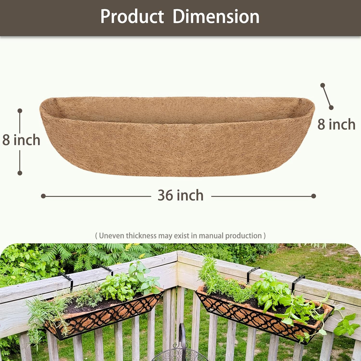 4 forros de coco para macetas de 36 pulgadas, revestimientos resistentes para ventanas, reemplazo perfecto para los viejos, 100% natural, fácil de