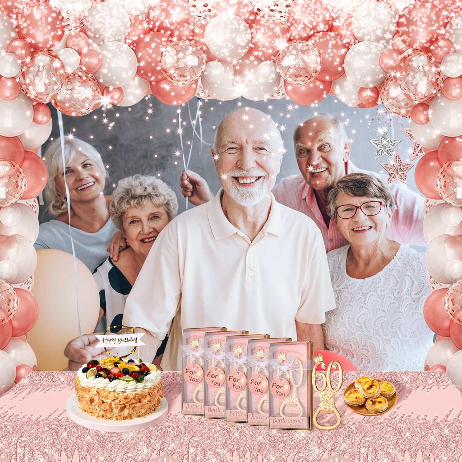 24 boxes of rose gold themed 60th birthday bottle openers favored for 60th golden wedding party gifts 60th birthday party souvenirs or party